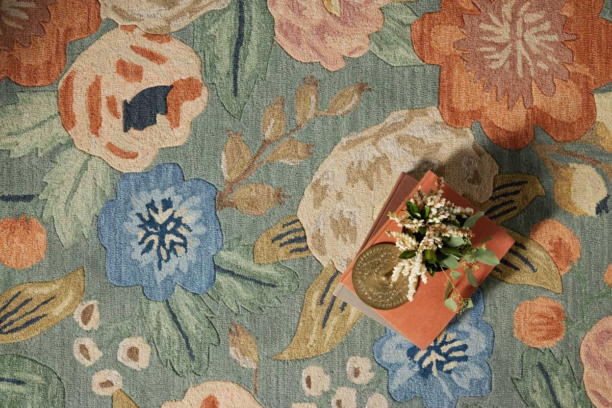 Rifle Paper Co. x Loloi Vintage Blossom Silhouette Rug | Sage