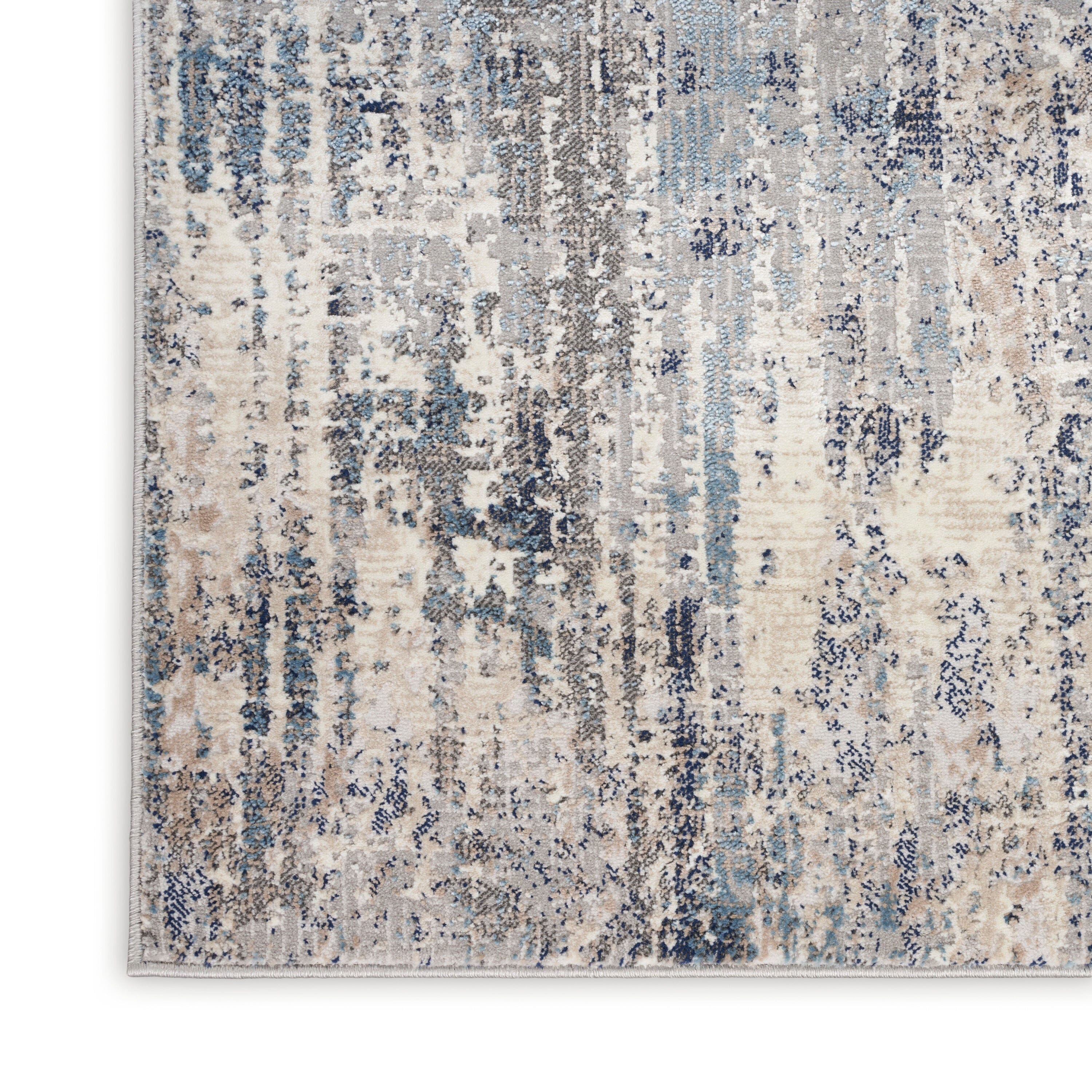 Calvin Klein CK022 Infinity 2'2" x 7'6" Ivory Grey Blue Modern Indoor Rug Rug Calvin Klein