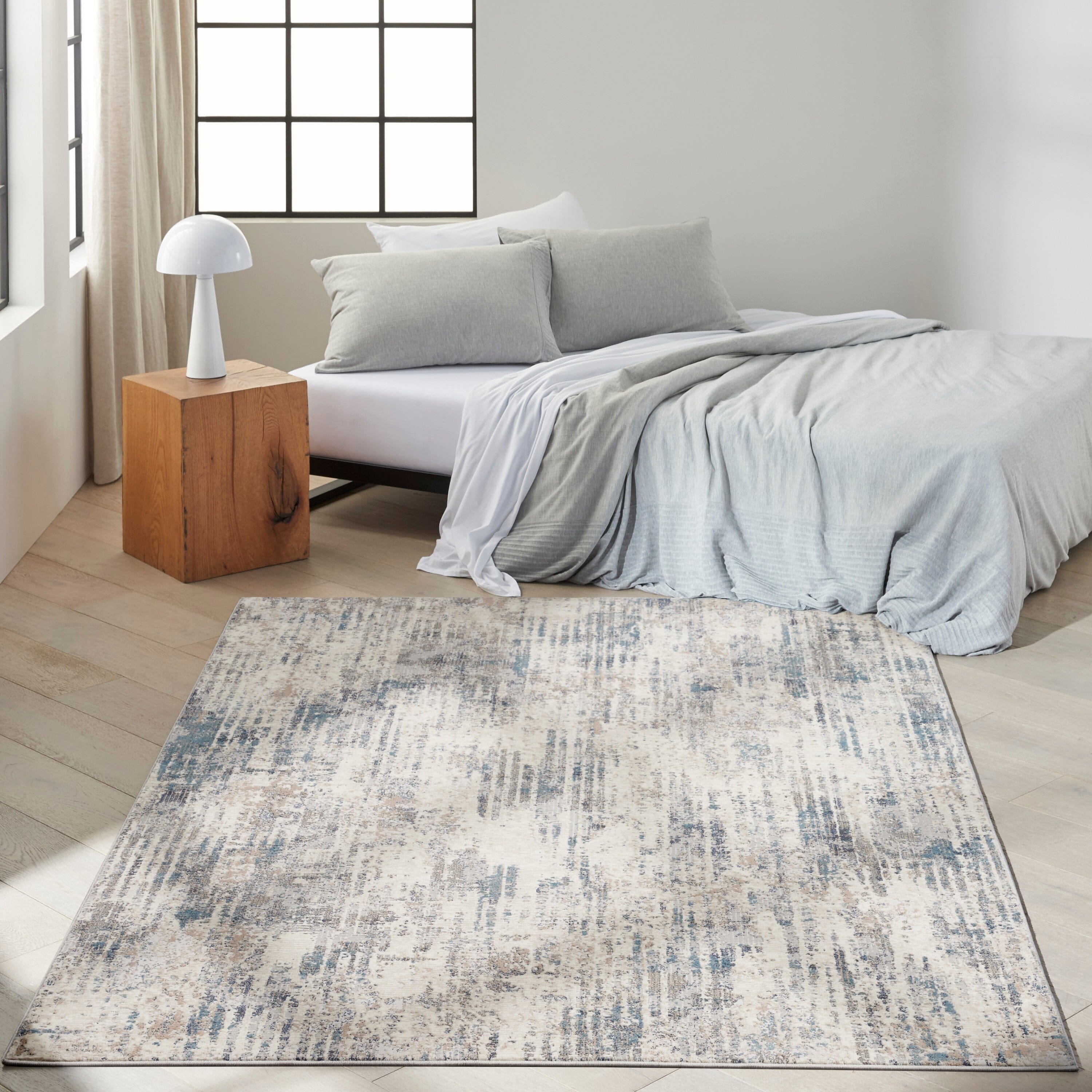 Calvin Klein CK022 Infinity 5'3" x 7'3" Ivory Grey Blue Modern Indoor Rug Rug Calvin Klein