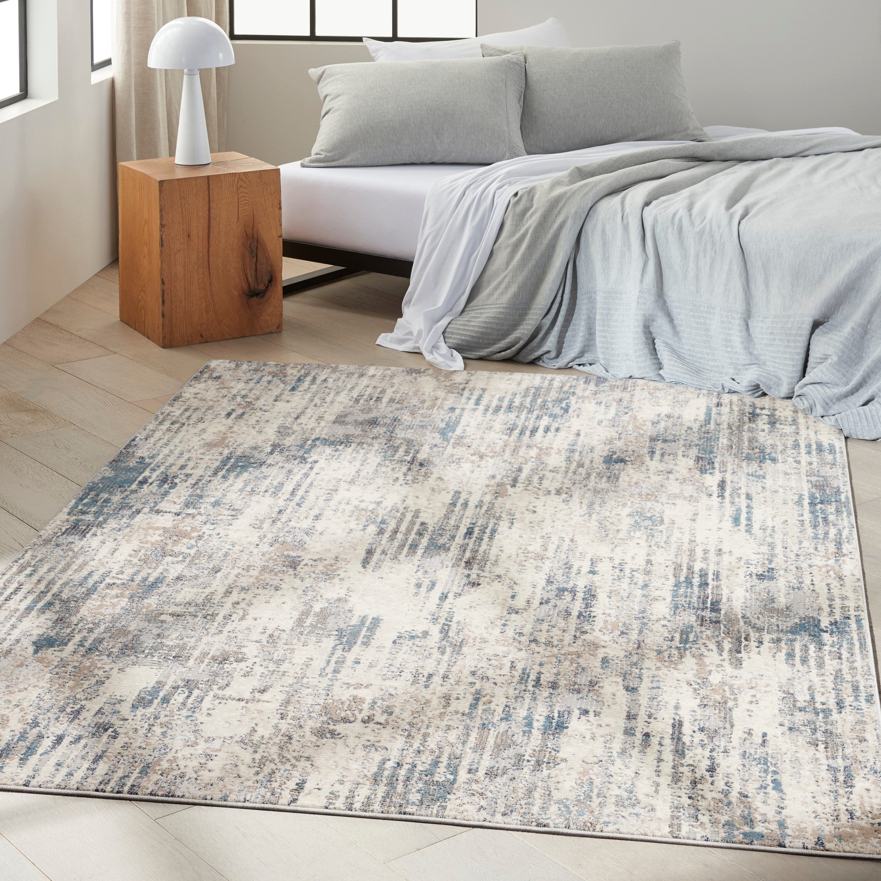 Calvin Klein CK022 Infinity 5'3" x 7'3" Ivory Grey Blue Modern Indoor Rug Rug Calvin Klein