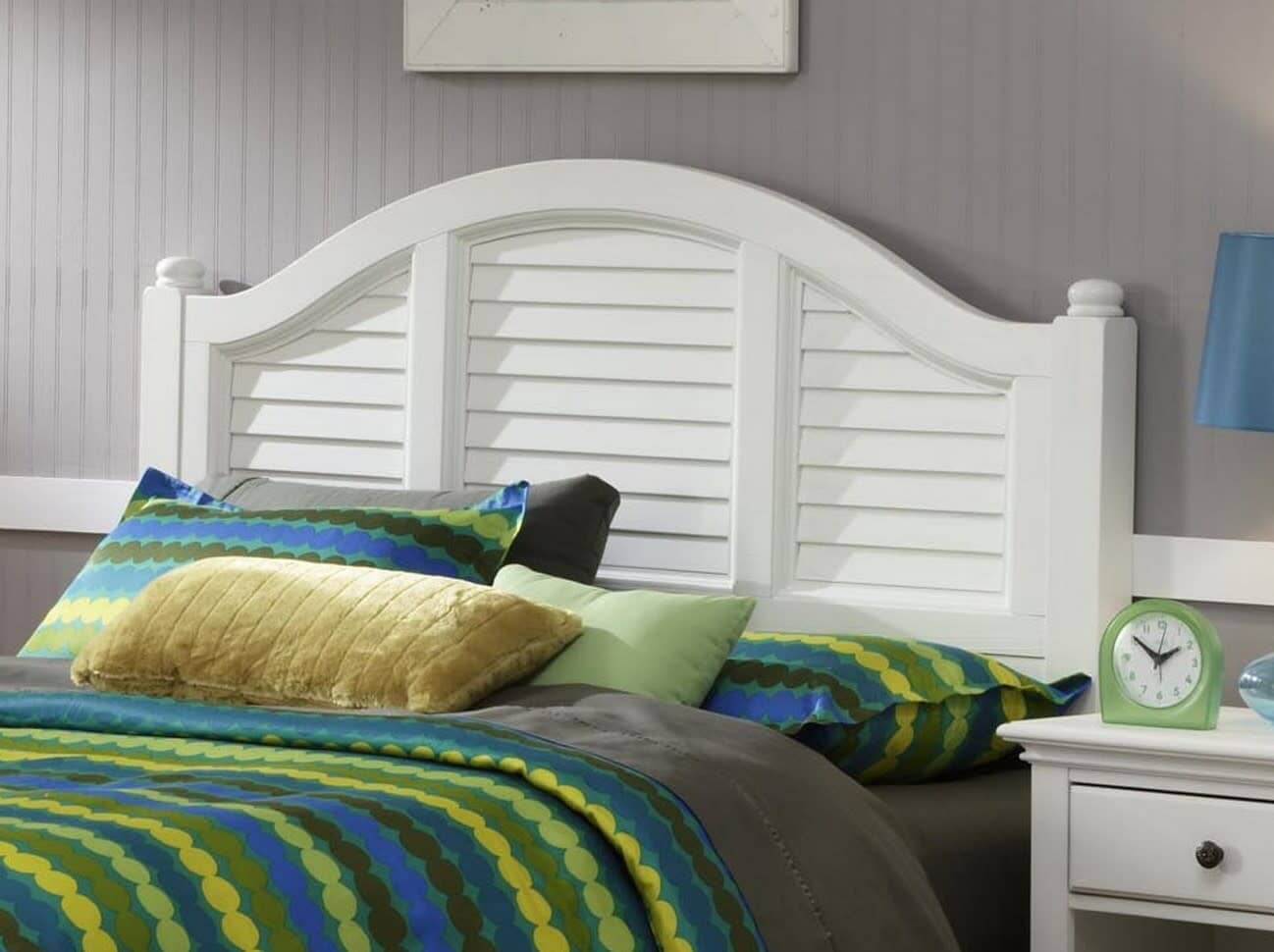 White coastal store queen headboard