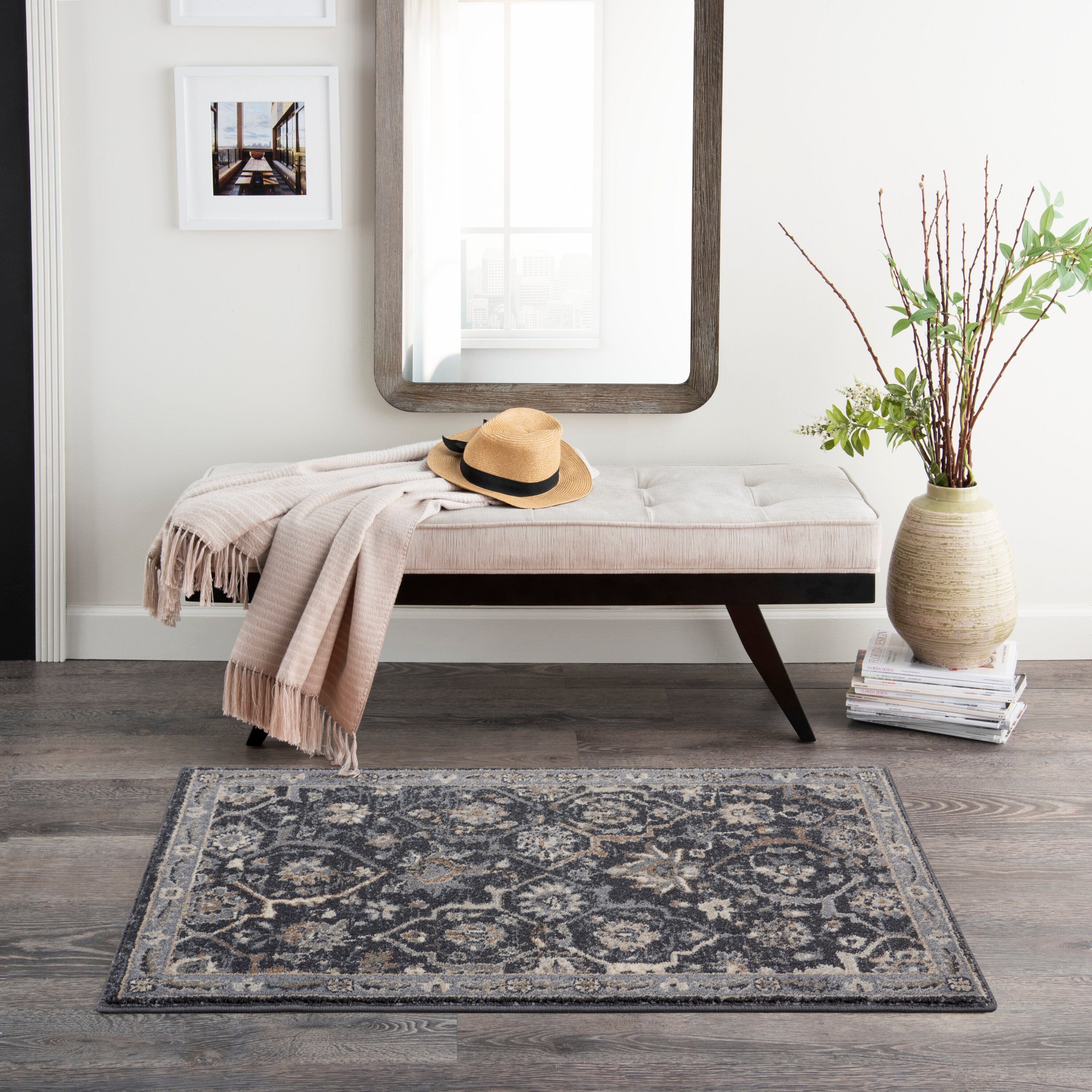 kathy ireland Home Moroccan Celebration 2'2" x 3'9" Navy Vintage Indoor Rug Rug kathy ireland Home