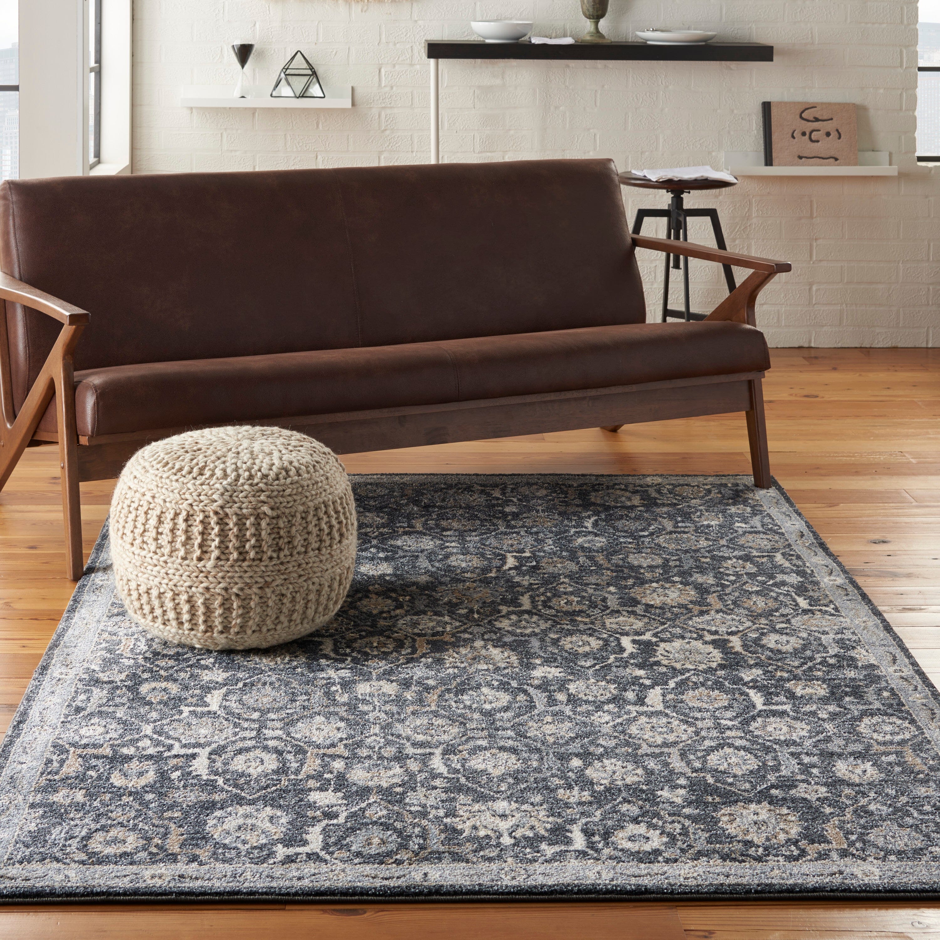 kathy ireland Home Moroccan Celebration 3'10" x 5'10" Navy Vintage Indoor Rug Rug kathy ireland Home