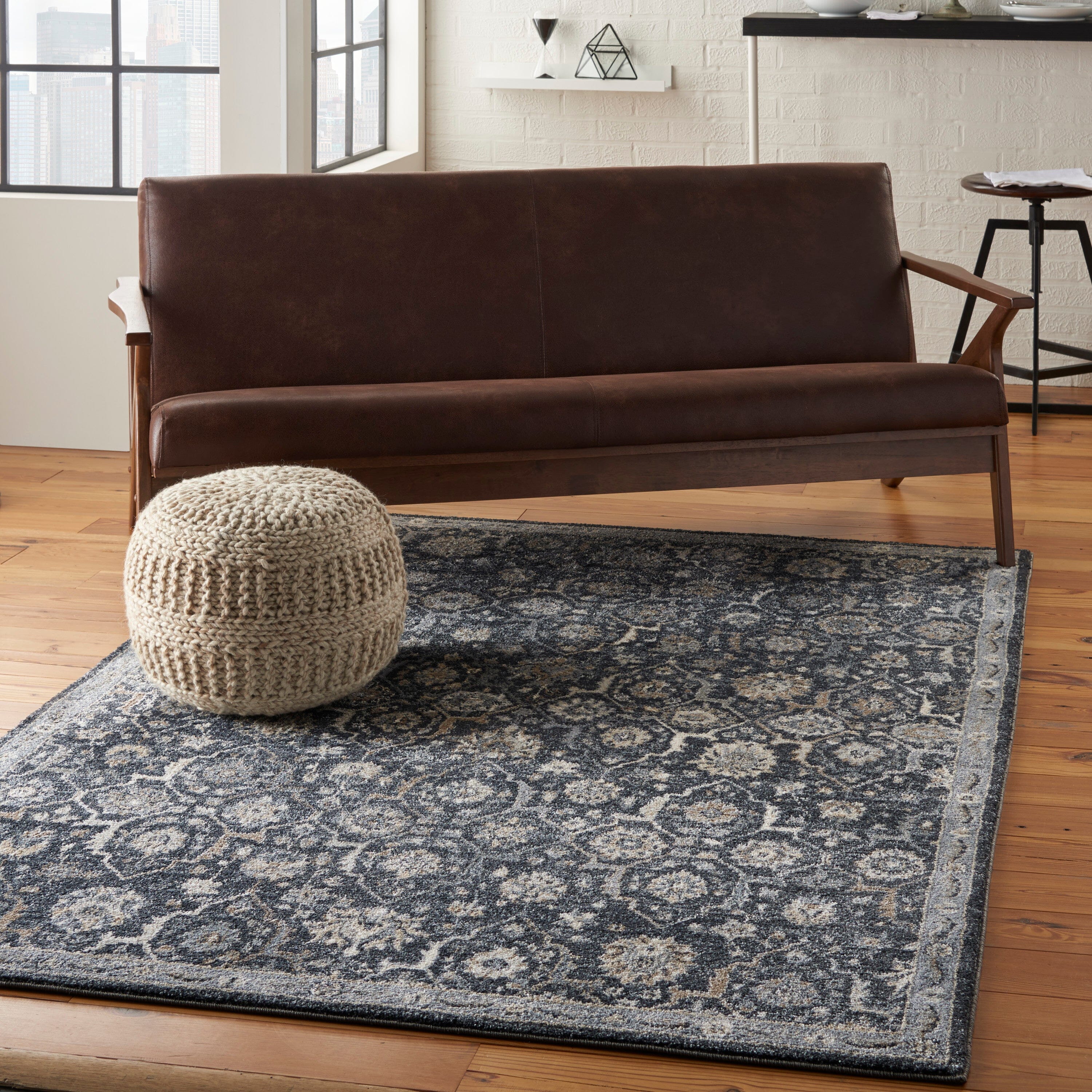 kathy ireland Home Moroccan Celebration 3'10" x 5'10" Navy Vintage Indoor Rug Rug kathy ireland Home
