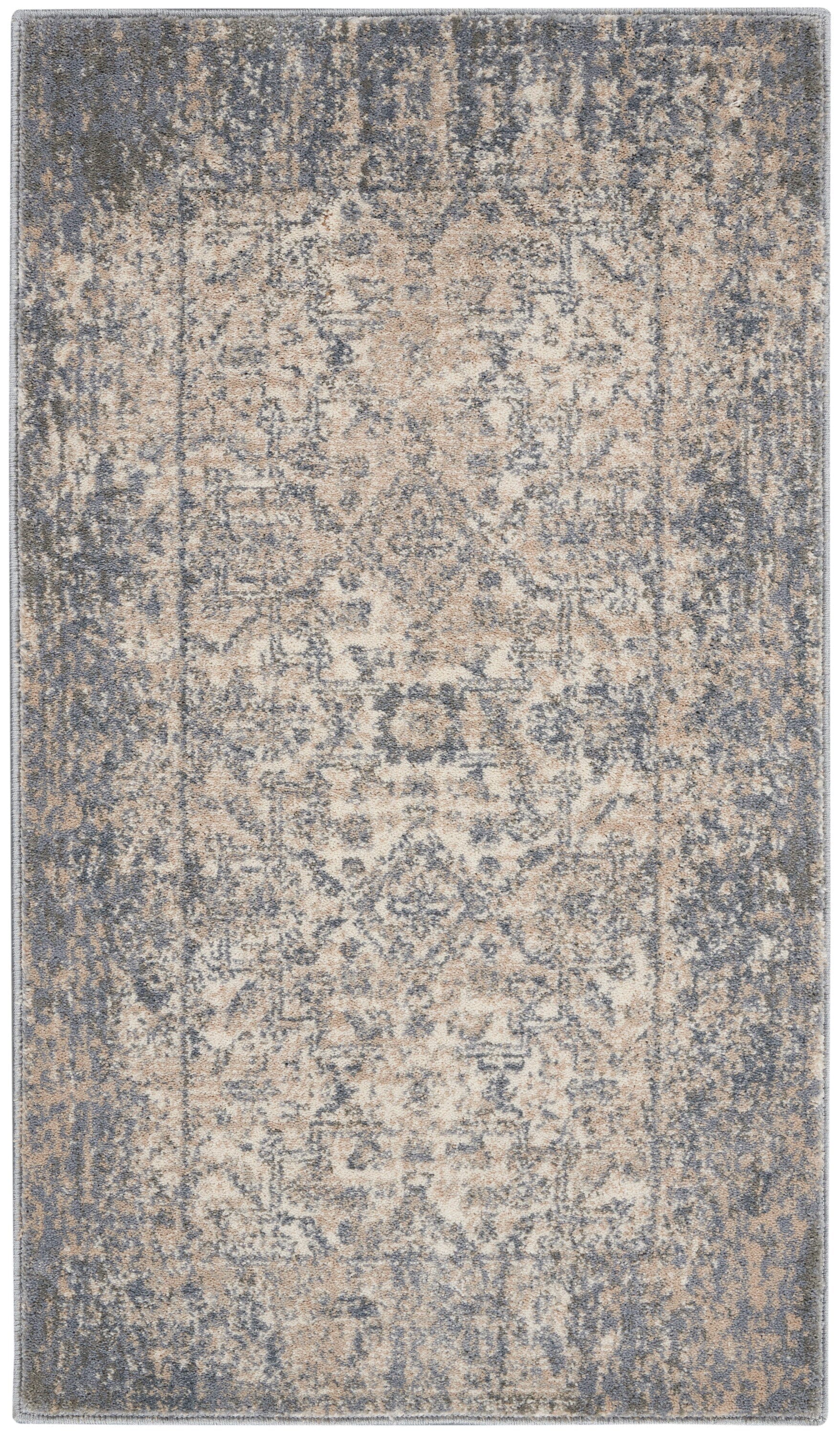Kathy Ireland Moroccan Celebration 2'2" x 3'9" Ivory/Slate Vintage Indoor Rug Rug Kathy Ireland