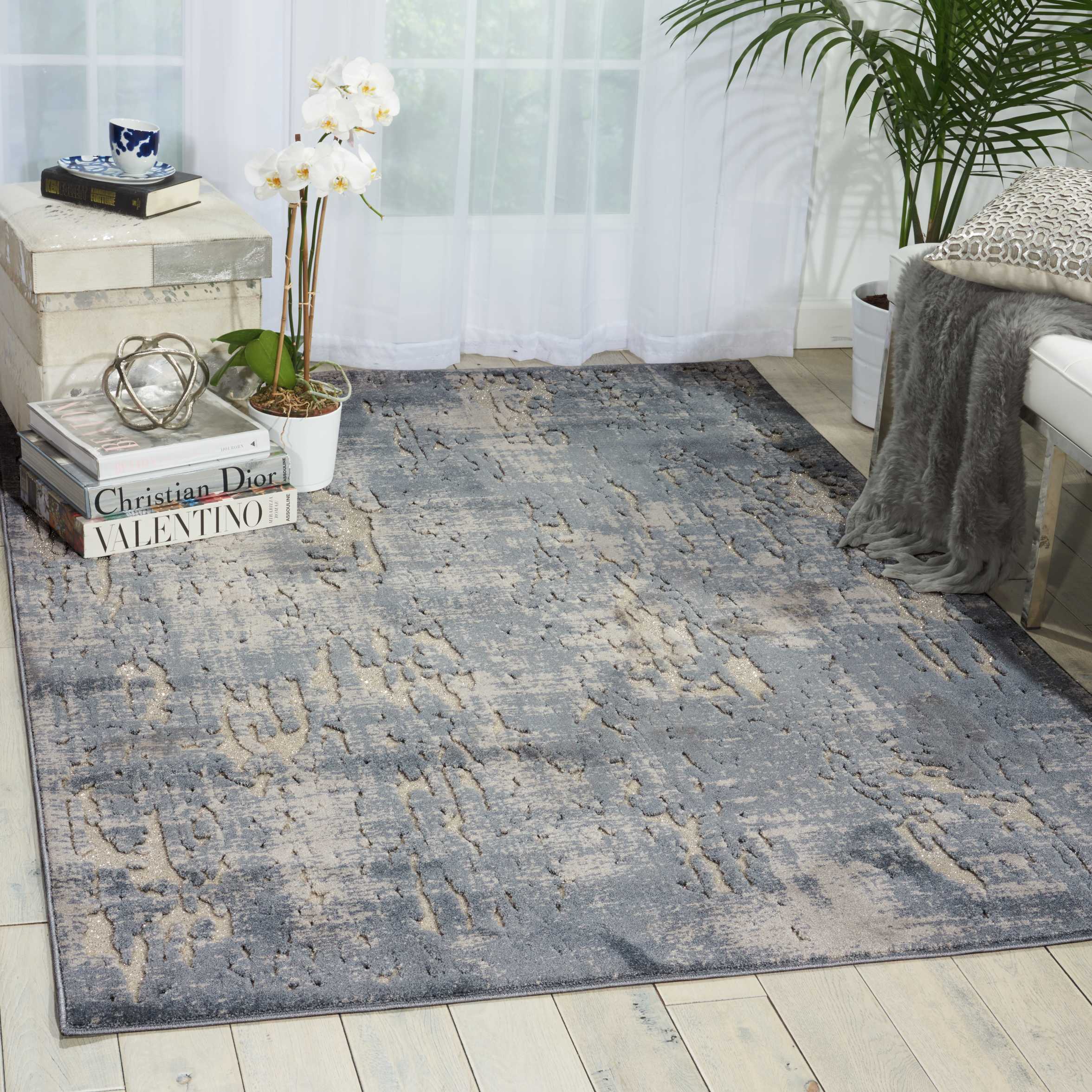 Michael Amini Gleam 7'10" x 10'6" Slate Modern Indoor Rug Rug Michael Amini