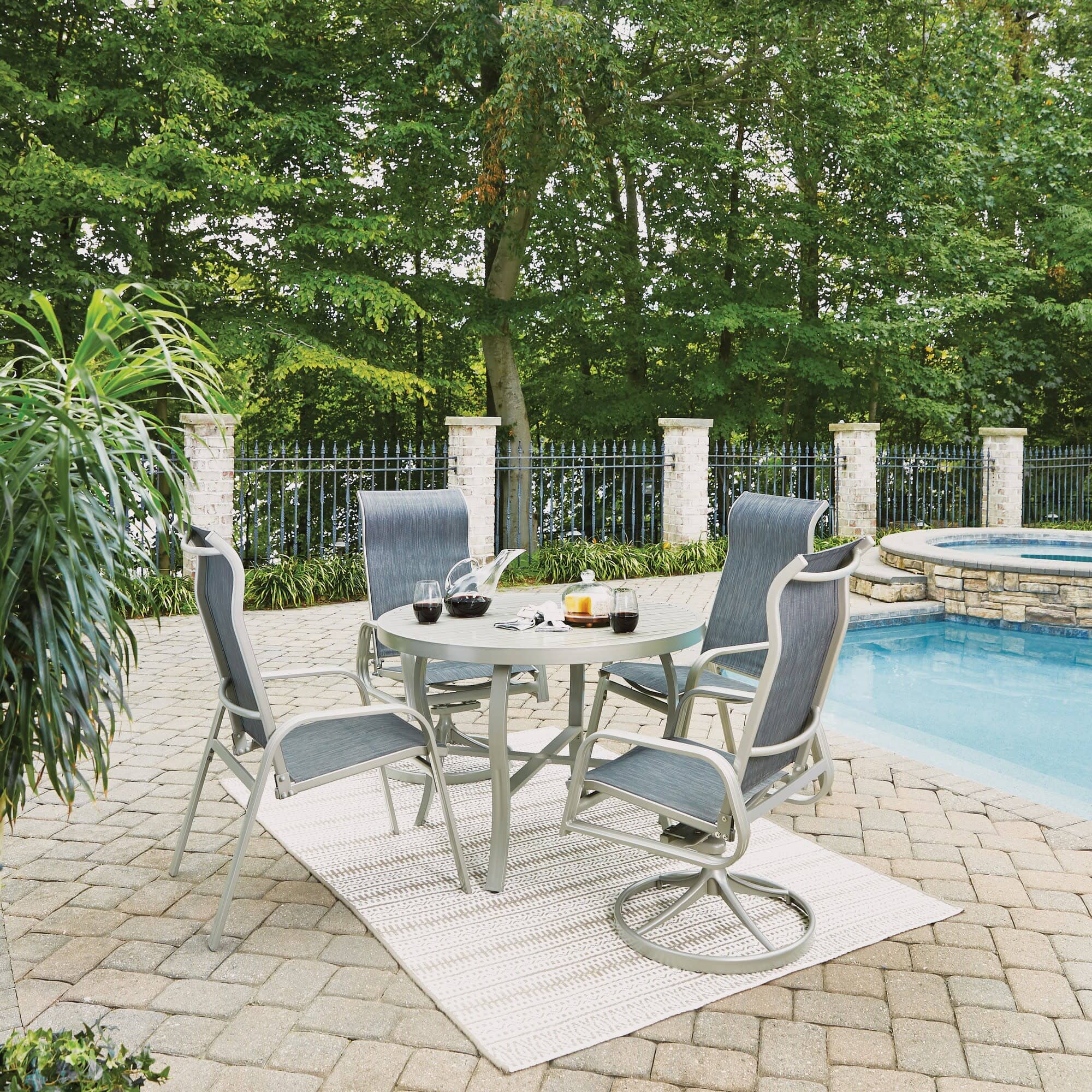 Modern & Contemporary 5 Piece Outdoor Dining Set By Captiva Dining Table & Chairs Captiva