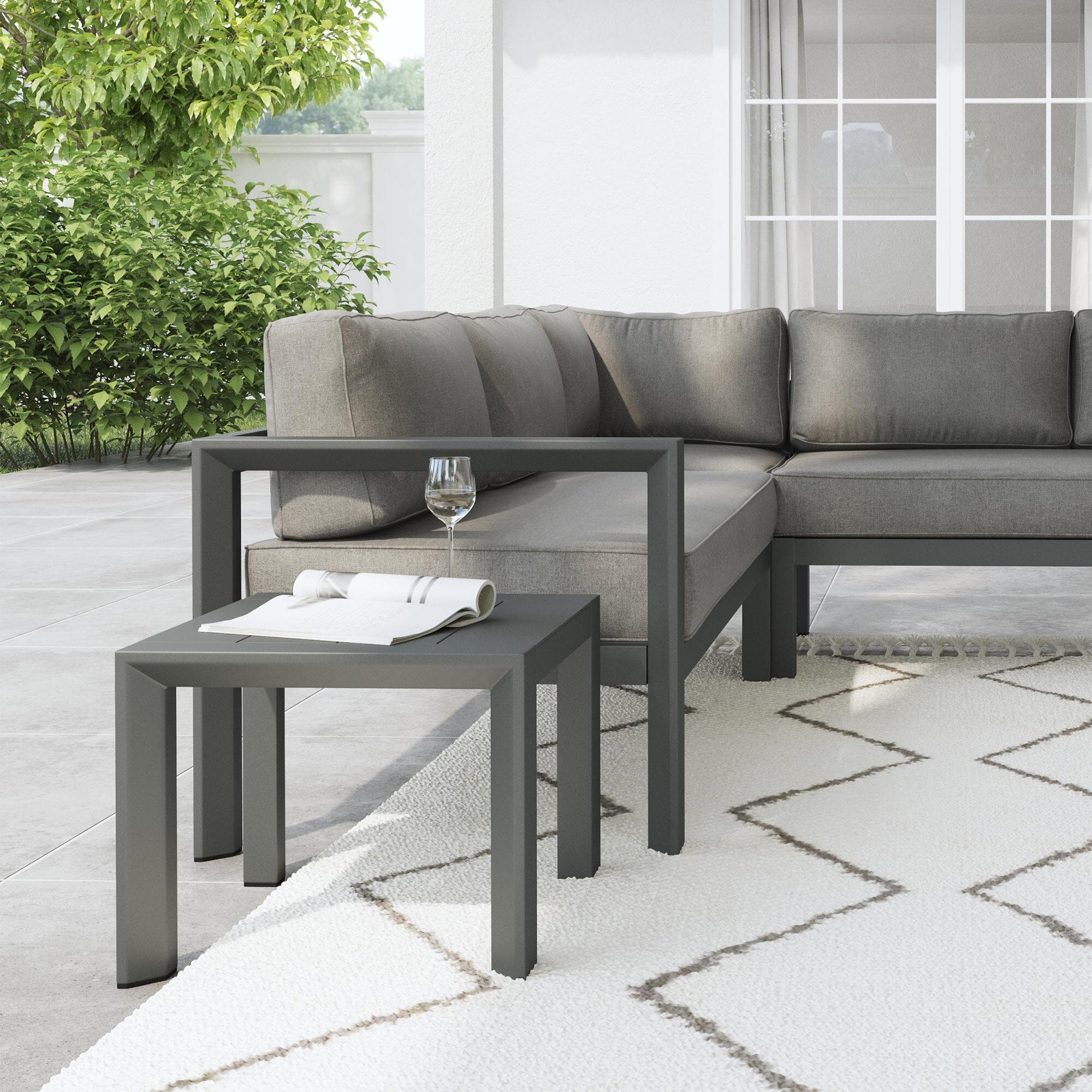 Modern & Contemporary 5 Seat Sectional with 2 End Tables By Grayton Outdoor Seating Grayton