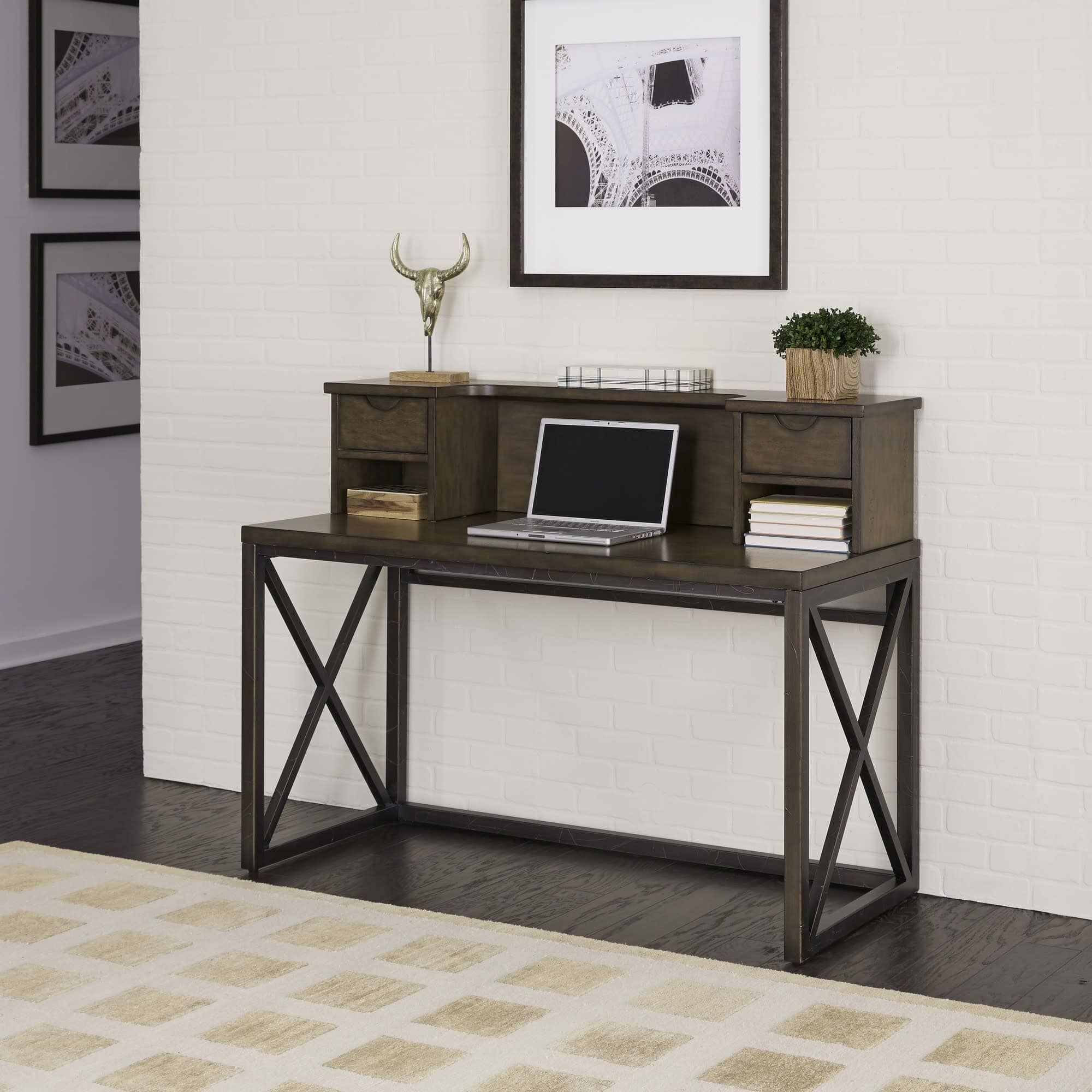 Modern & Contemporary Desk with Hutch and File Cabinet By Xcel Desk Xcel