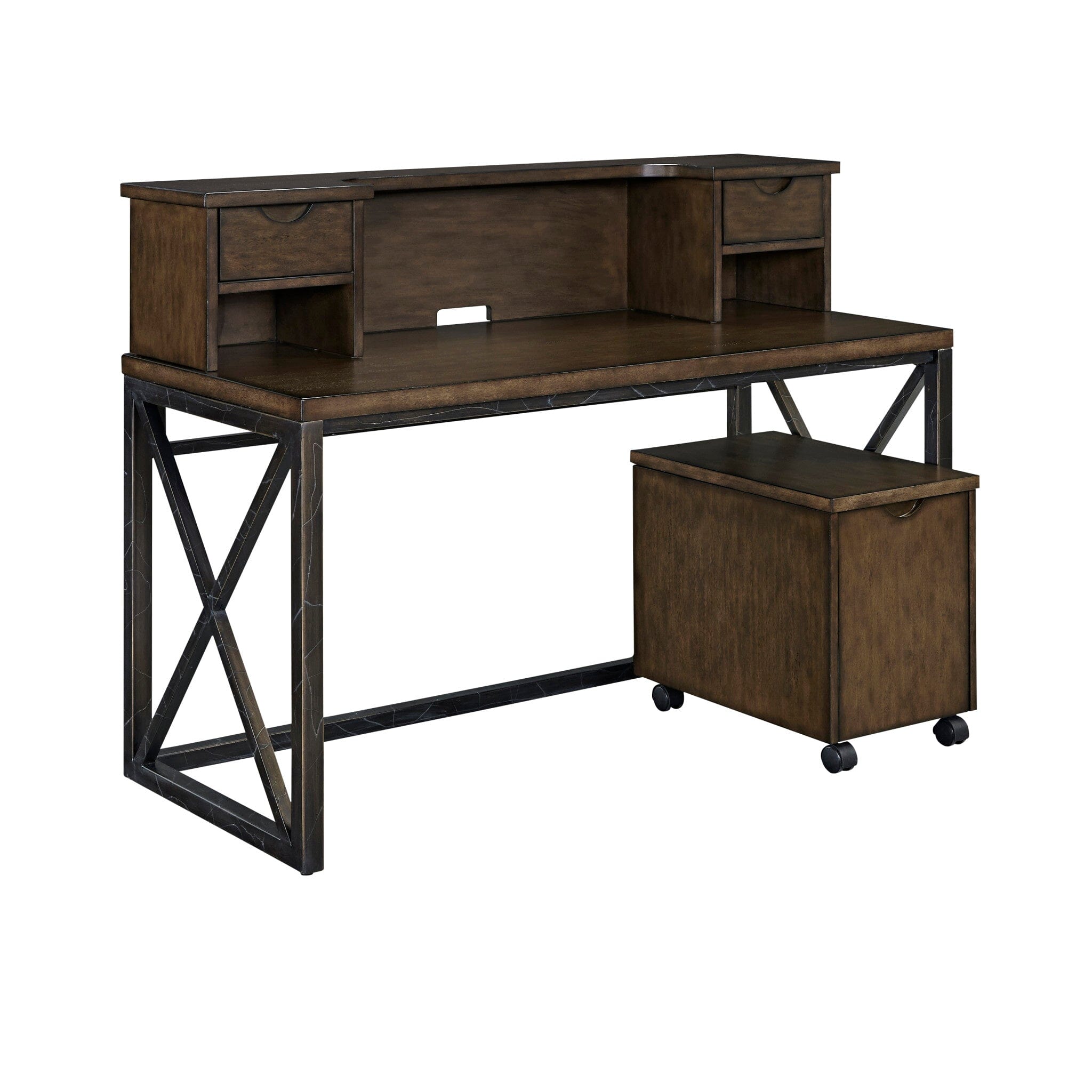 Modern & Contemporary Desk with Hutch and File Cabinet By Xcel Desk Xcel