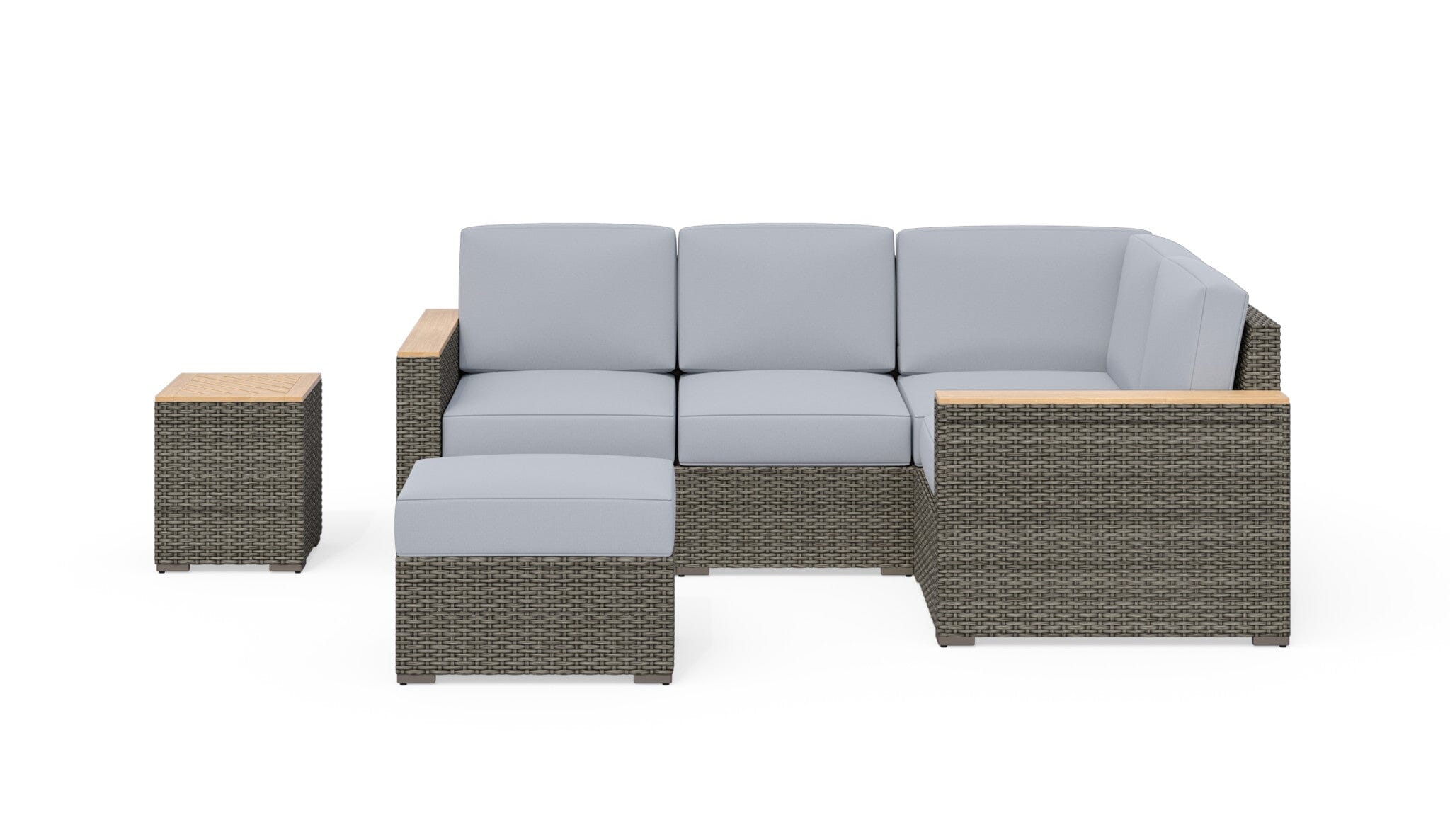Modern & Contemporary Outdoor 4 Seat Sectional, Ottoman and Side Table By Boca Raton Outdoor Sofa Set Boca Raton