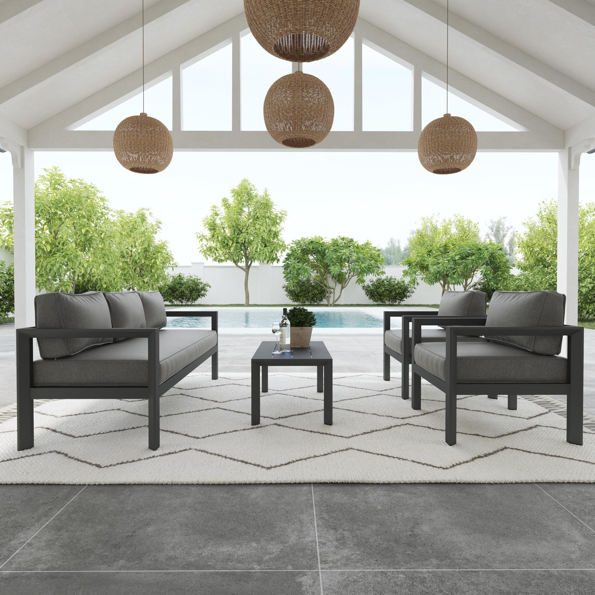 Modern & Contemporary Outdoor Aluminum Sofa 4-Piece Set By Grayton Outdoor Seating Grayton