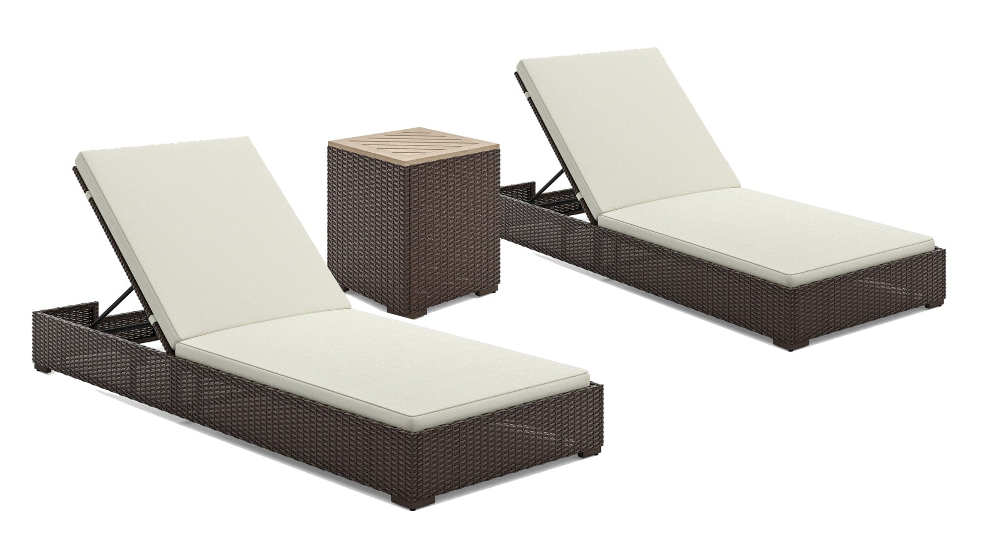 Modern & Contemporary Outdoor Chaise Lounge Pair and Side Table By Palm Springs Outdoor Seating Palm Springs
