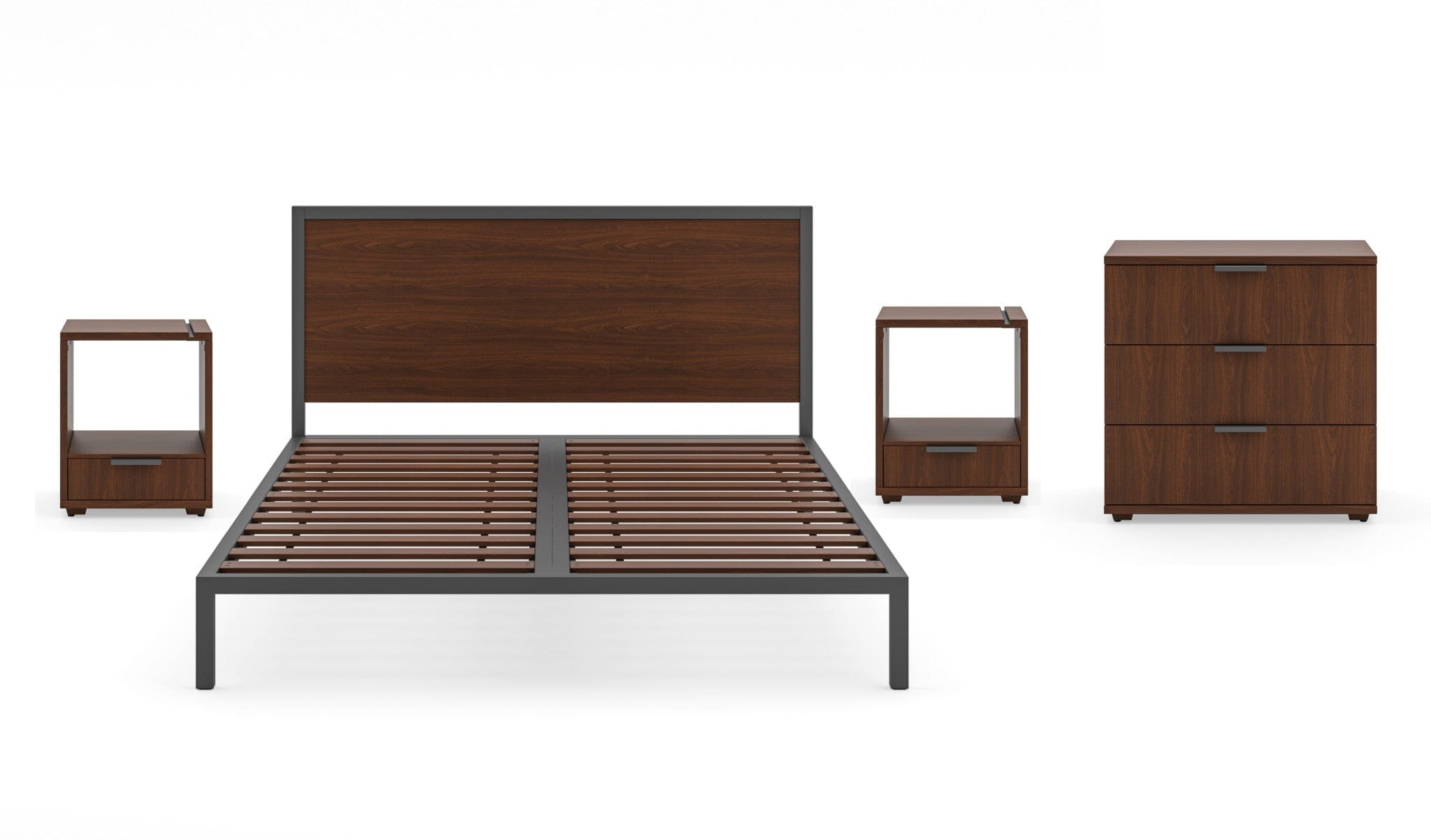 Modern & Contemporary Queen Bed, Two Nightstands and Chest By Merge Queen Bed Merge