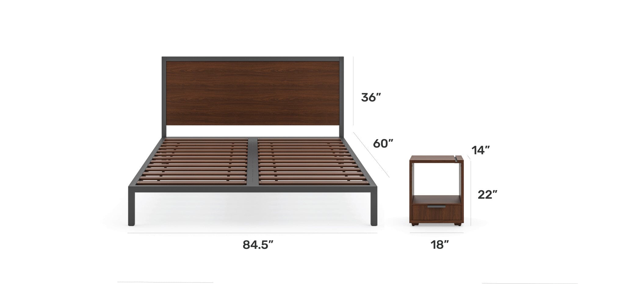 Modern & Contemporary Queen Bed with Nightstand By Merge Queen Bed Merge