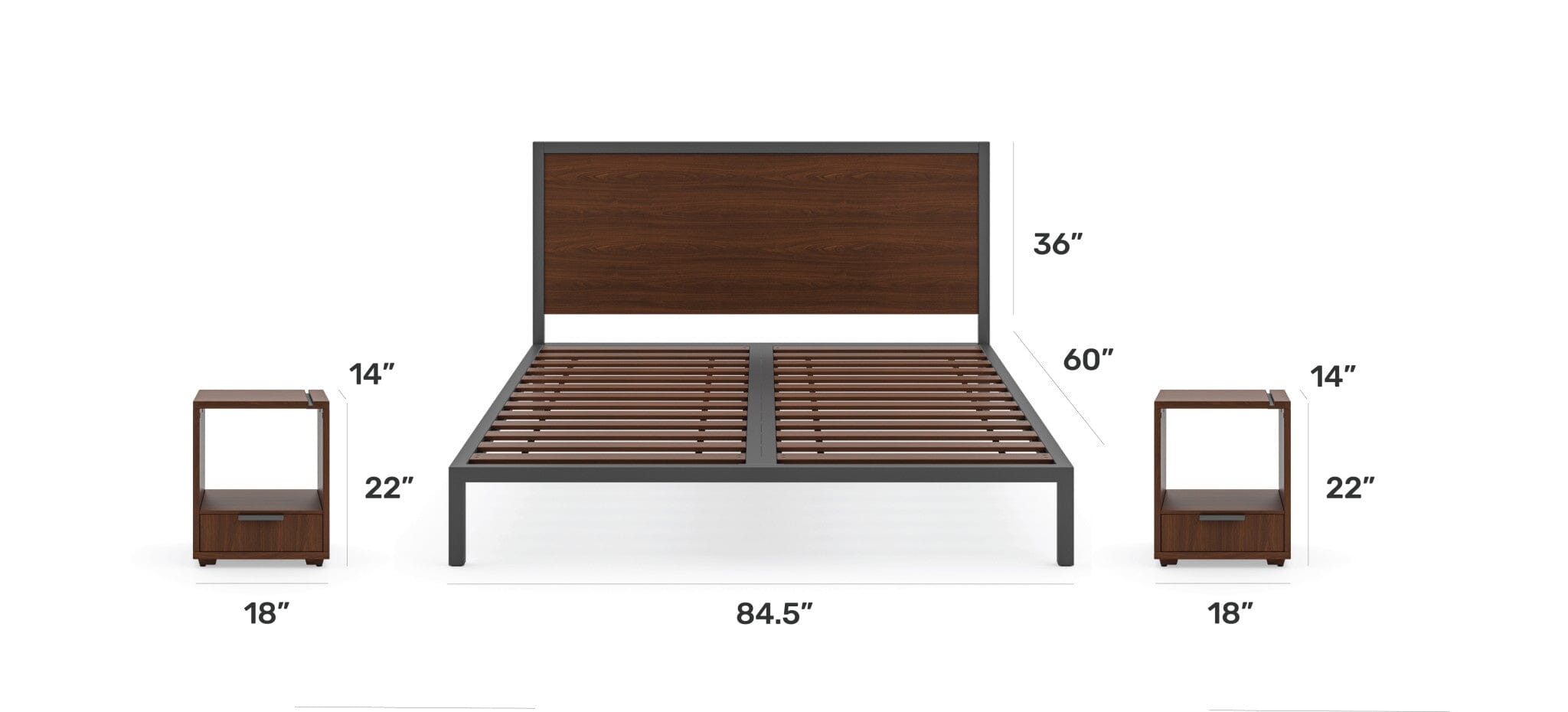 Modern & Contemporary Queen Bed with Two Nightstands By Merge Queen Bed Merge