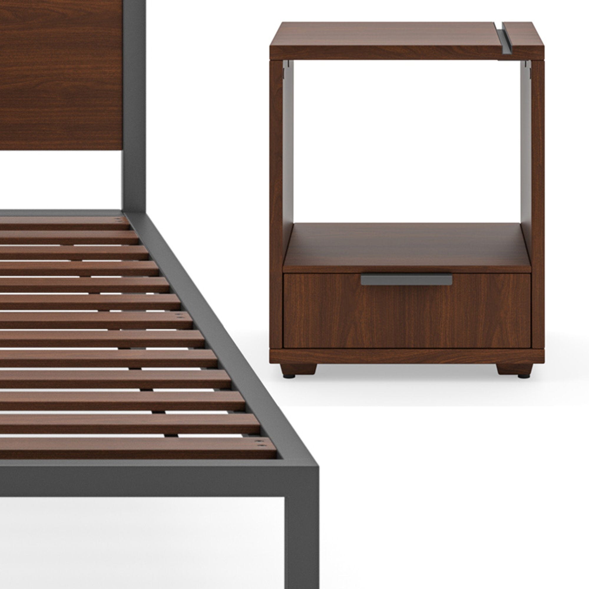 Modern & Contemporary Queen Bed with Two Nightstands By Merge Queen Bed Merge