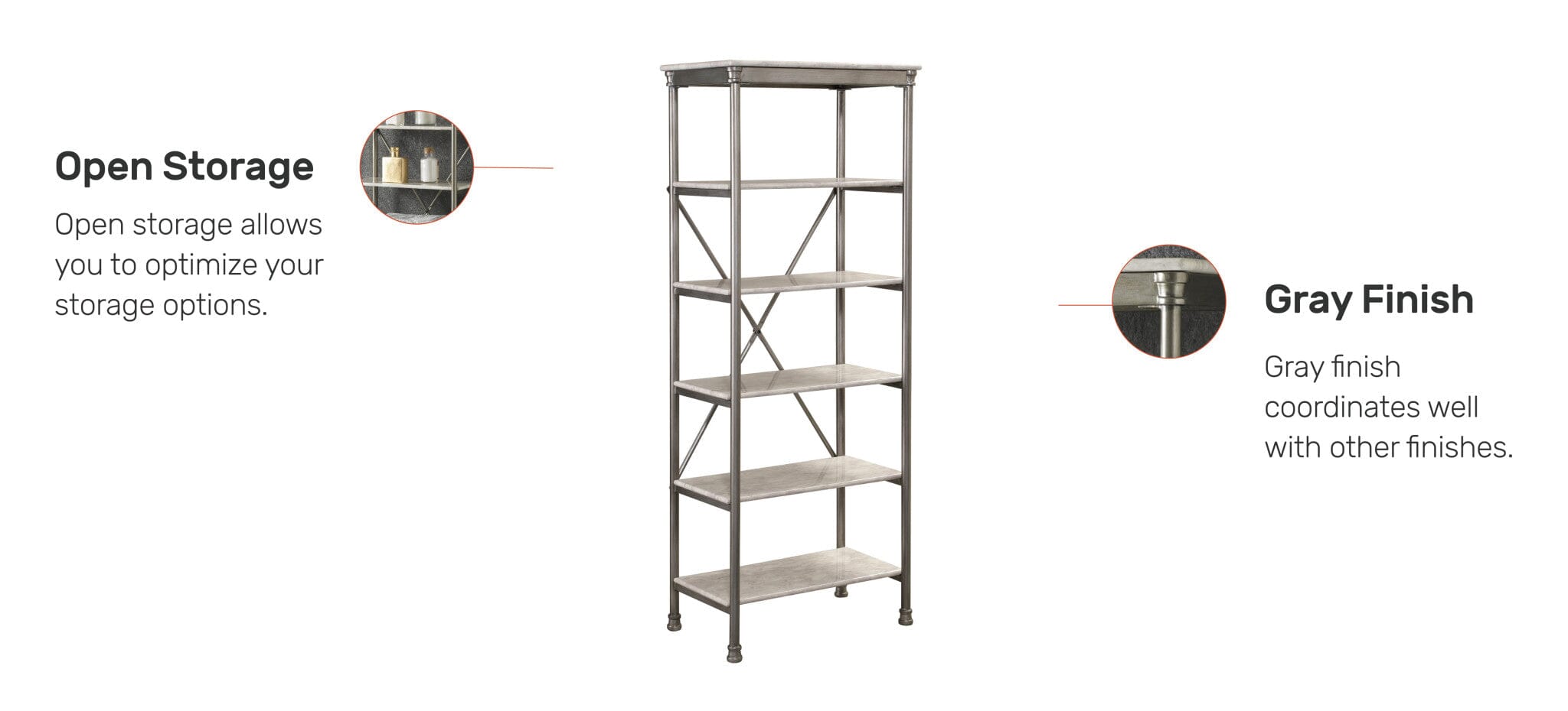 Home Styles The Orleans Three Tier Tower with Marble Laminate Shelves,  Sturdy Powder-Coated Steel Frame