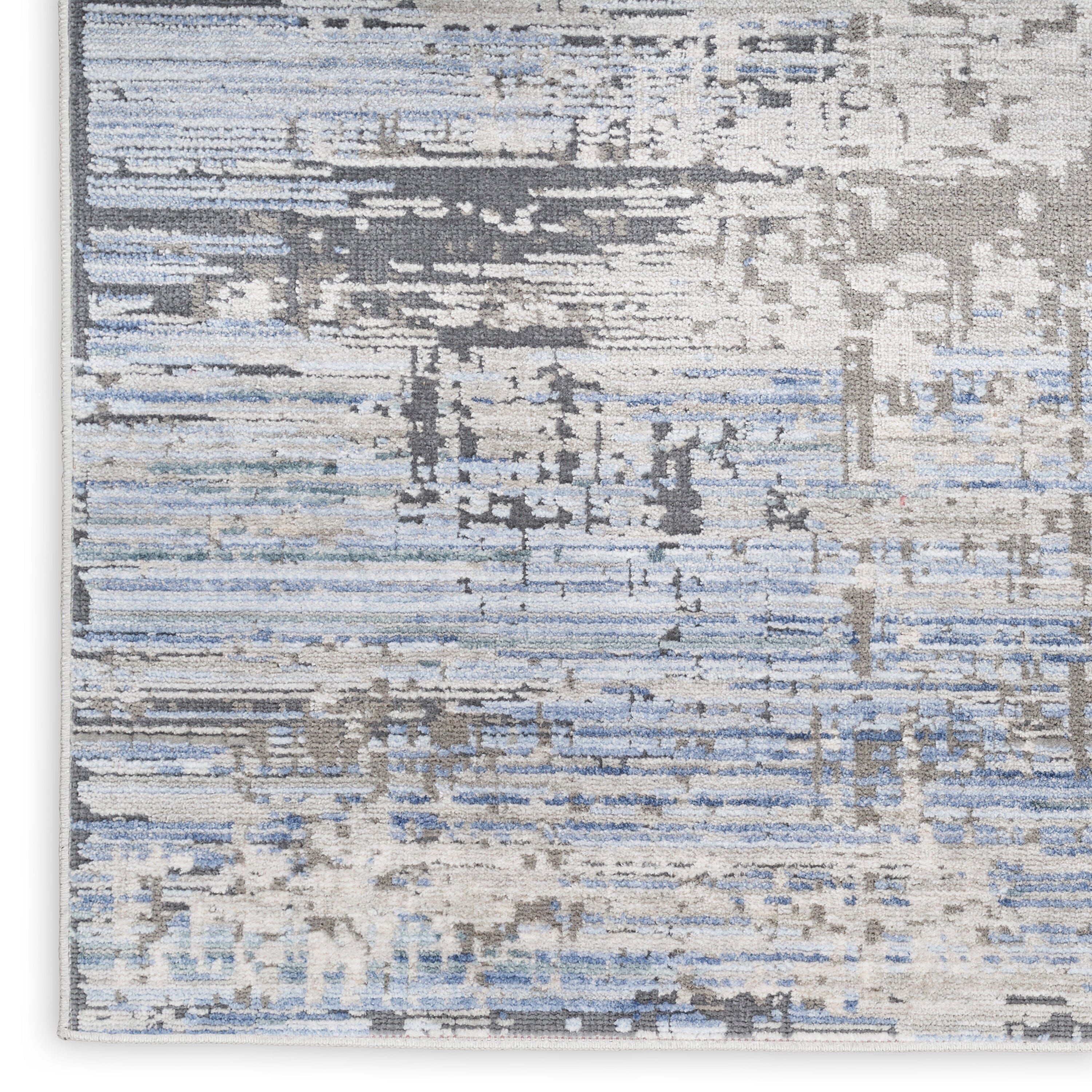 Nourison Abstract Hues 2'2" x 12' Blue Grey Modern Indoor Rug Rug Nourison