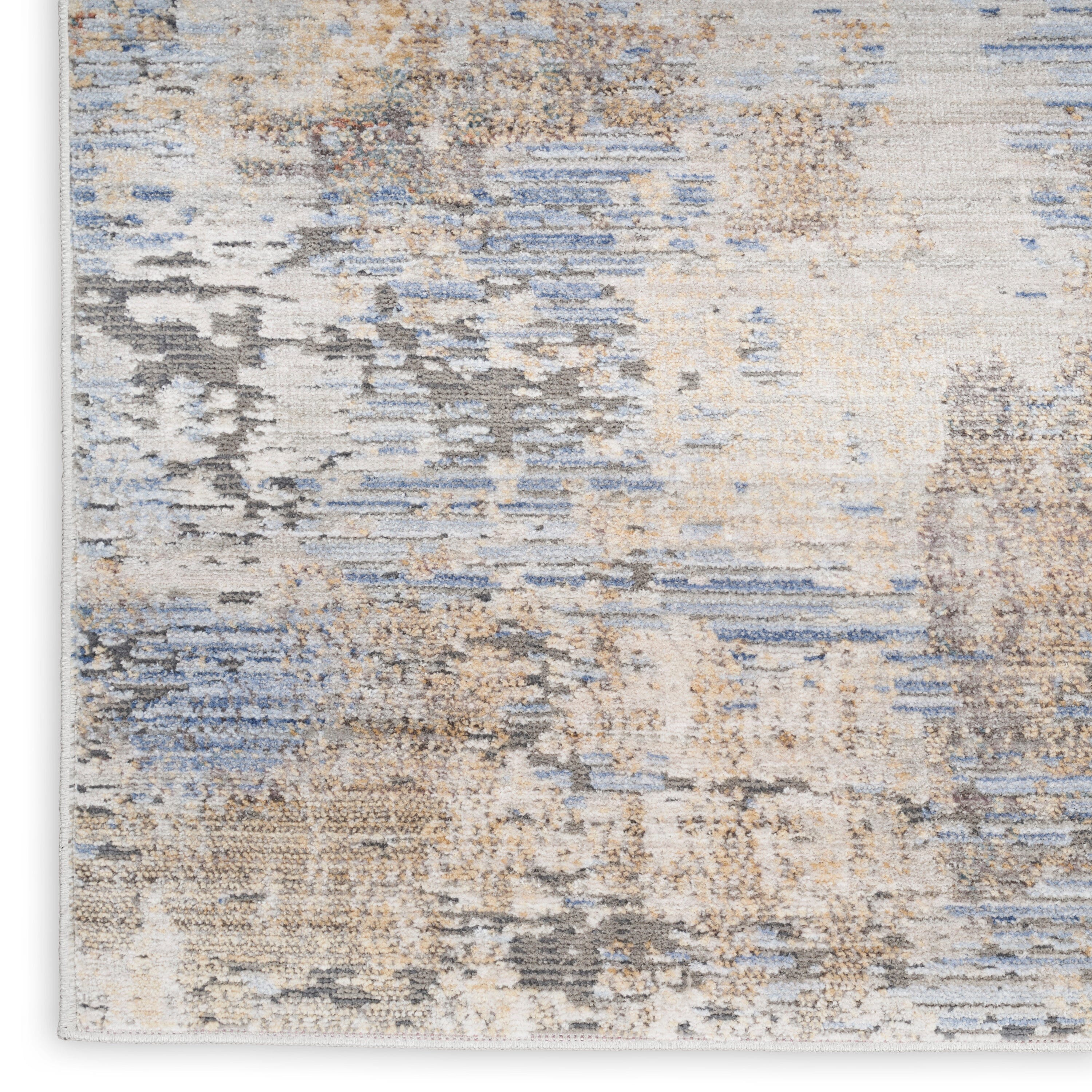 Nourison Abstract Hues 2'2" x 12' Grey Blue Modern Indoor Rug Rug Nourison