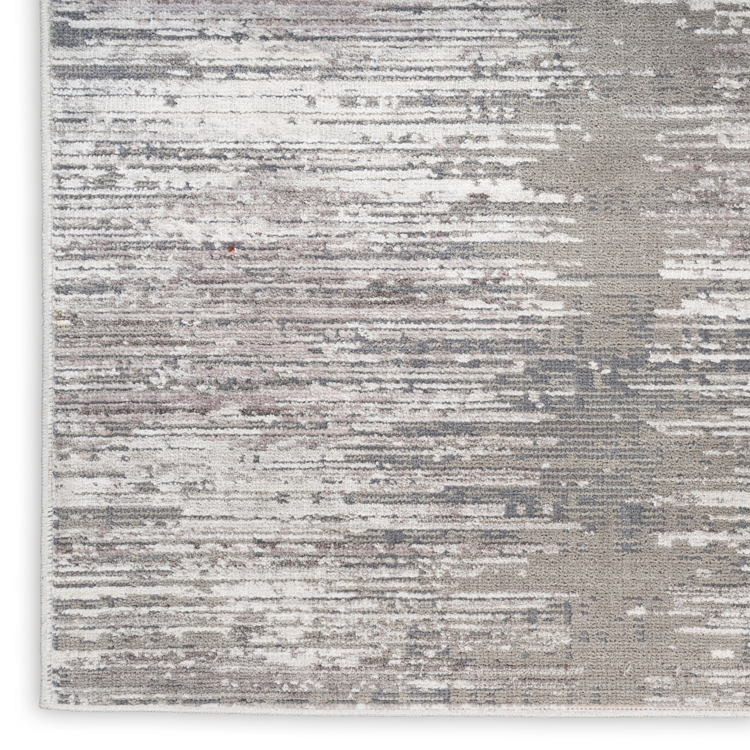 Nourison Abstract Hues 2'2" x 12' Grey White Modern Indoor Rug Rug Nourison