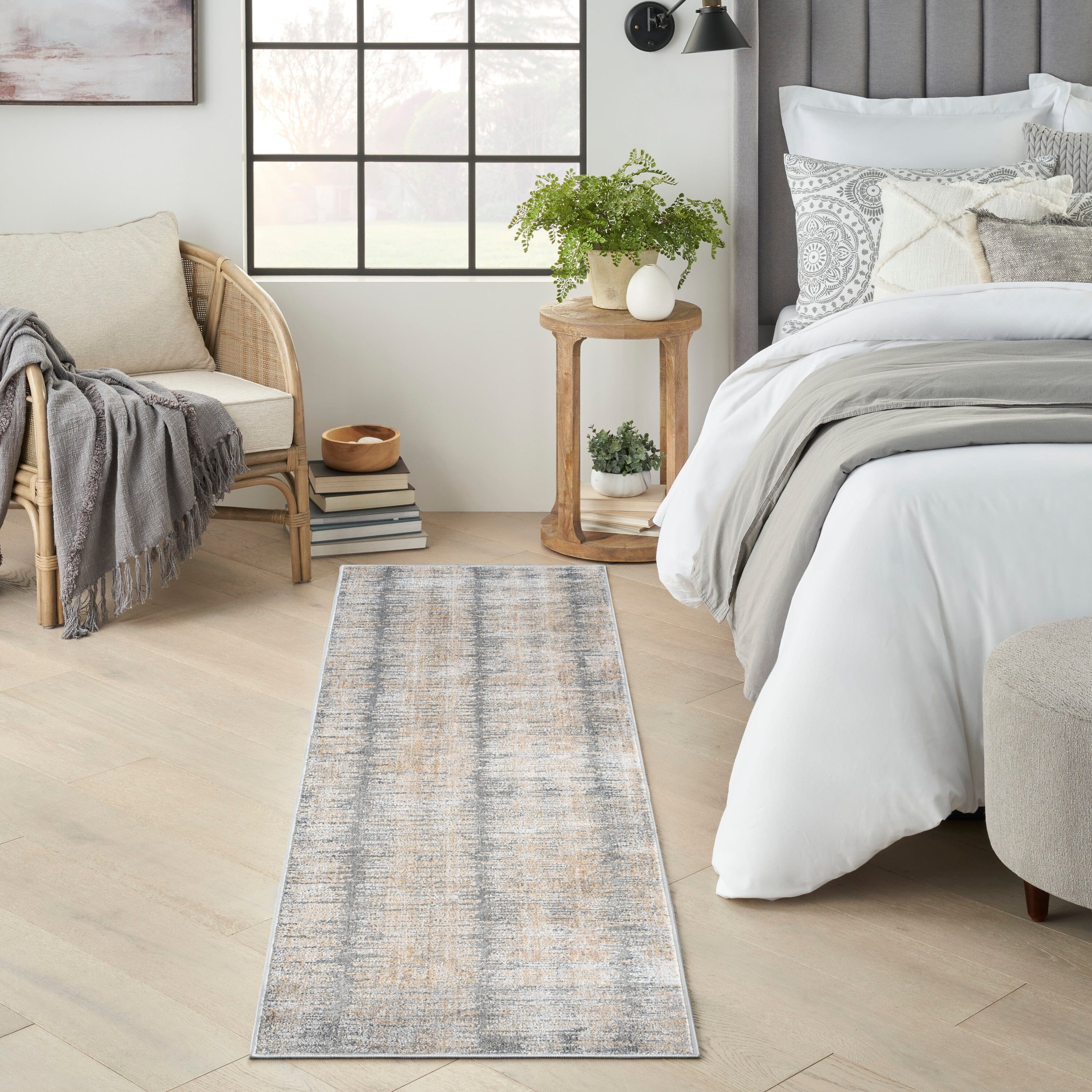 Nourison Abstract Hues 2'2" x 8' Grey Gold Modern Indoor Rug Rug Nourison