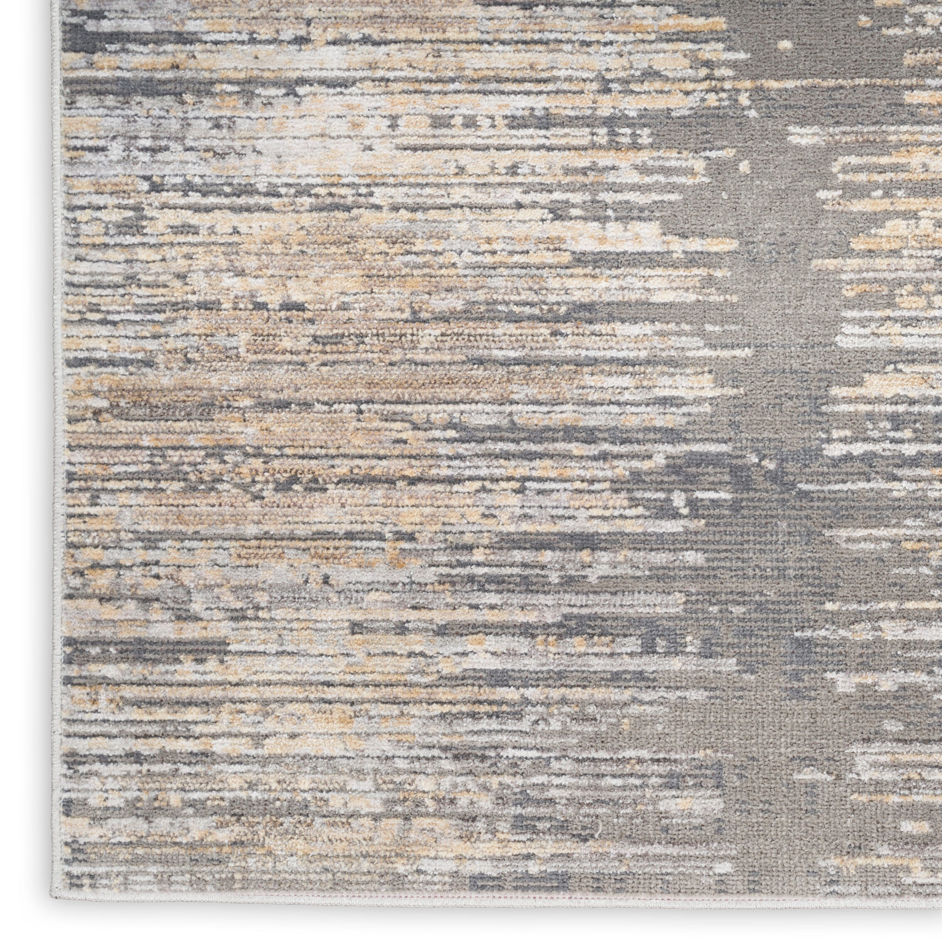 Nourison Abstract Hues 2'2" x 8' Grey Gold Modern Indoor Rug Rug Nourison