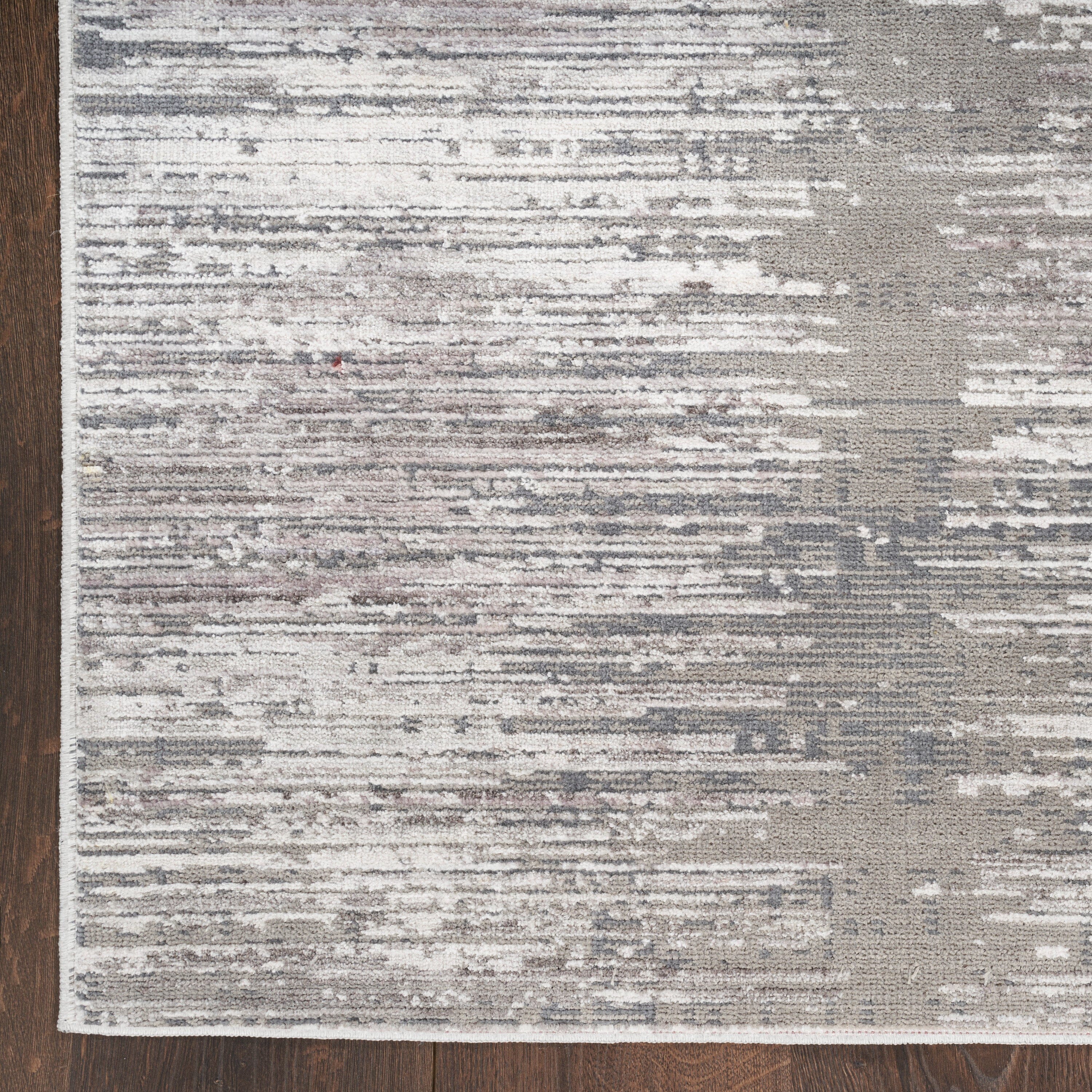 Nourison Abstract Hues 2'2" x 8' Grey White Modern Indoor Rug Rug Nourison