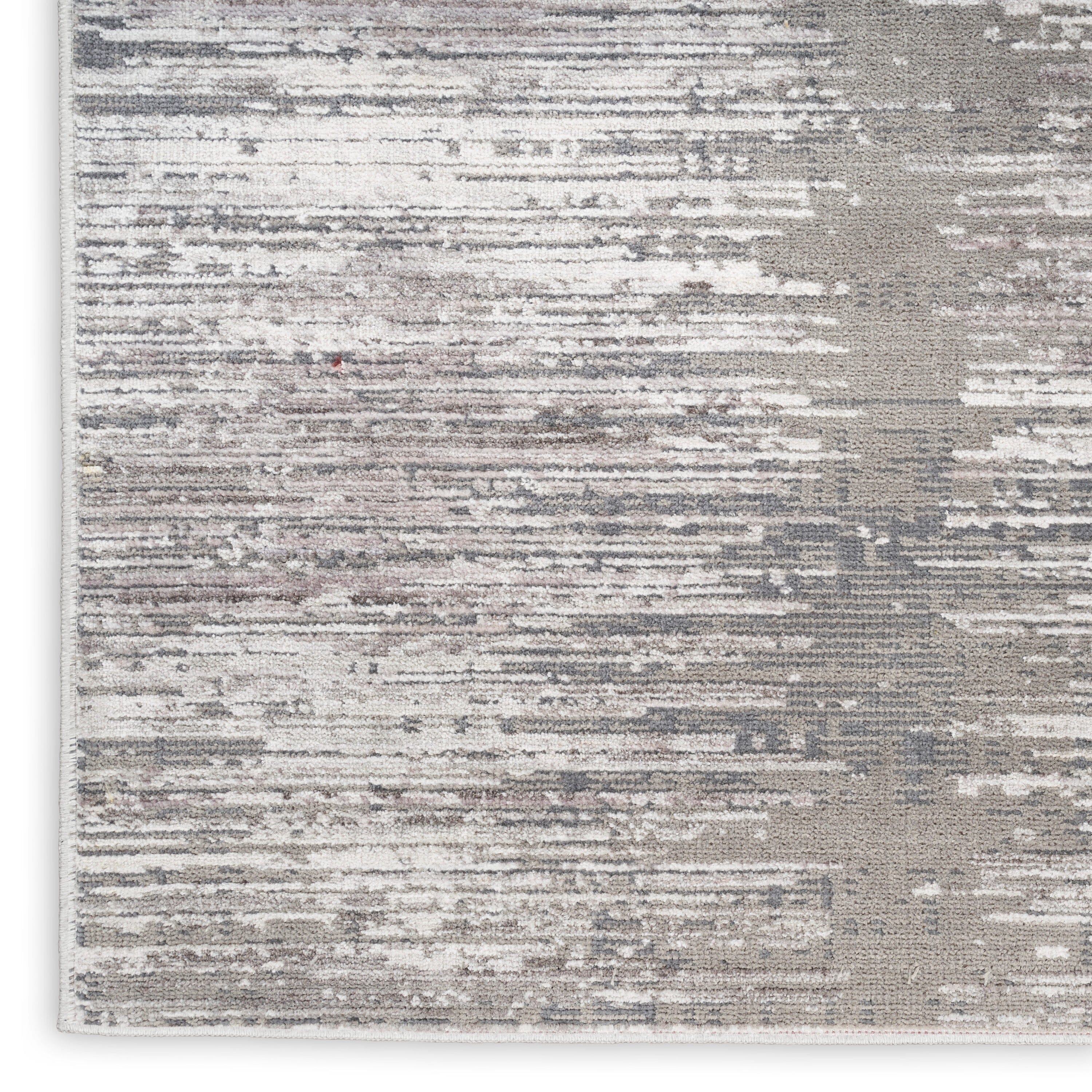 Nourison Abstract Hues 2'2" x 8' Grey White Modern Indoor Rug Rug Nourison