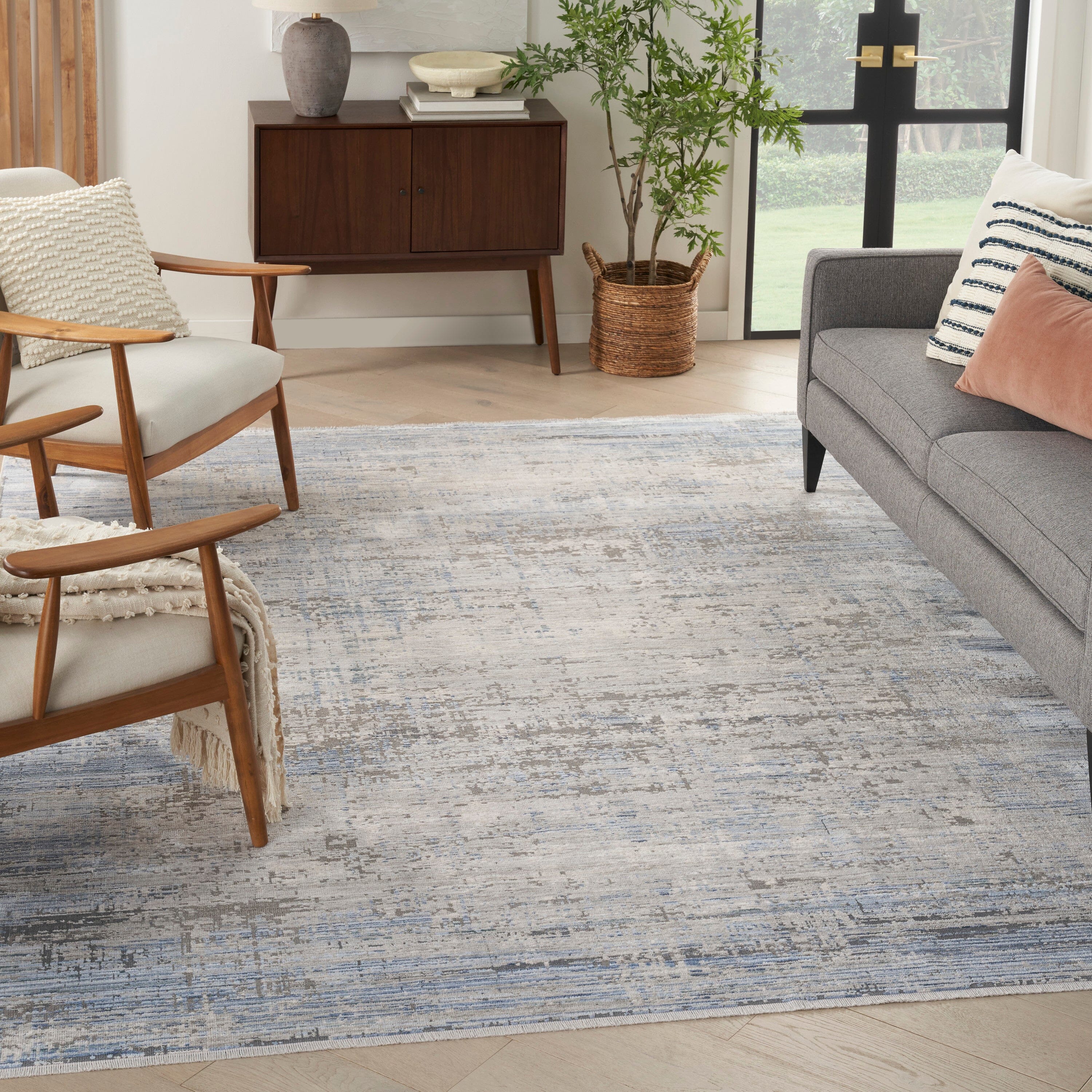 Nourison Abstract Hues 5'3" x 7'6" Blue Grey Modern Indoor Rug Rug Nourison