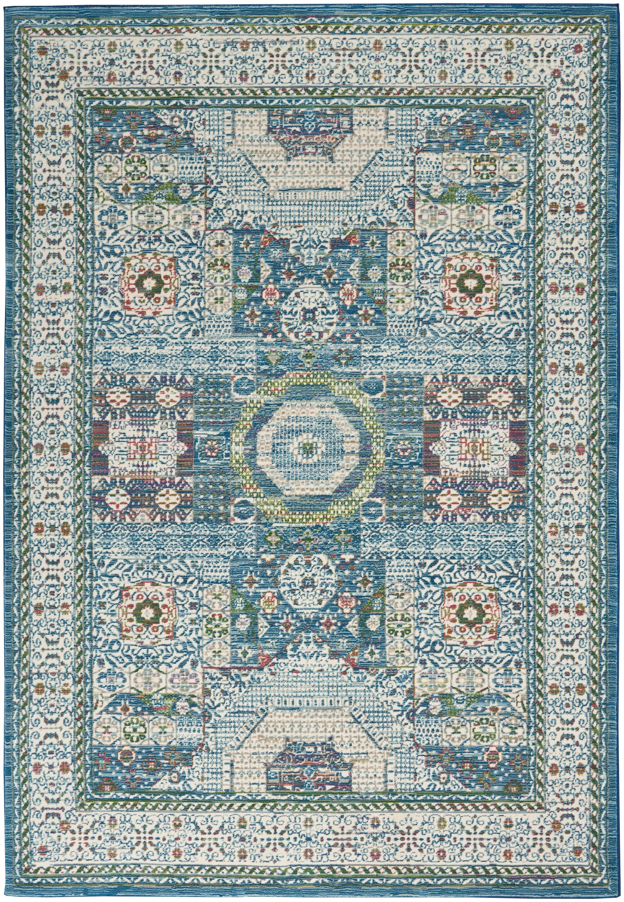 Nourison Ankara Global 4' x 6' Ivory Light Blue Bohemian Indoor Rug Rug Nourison