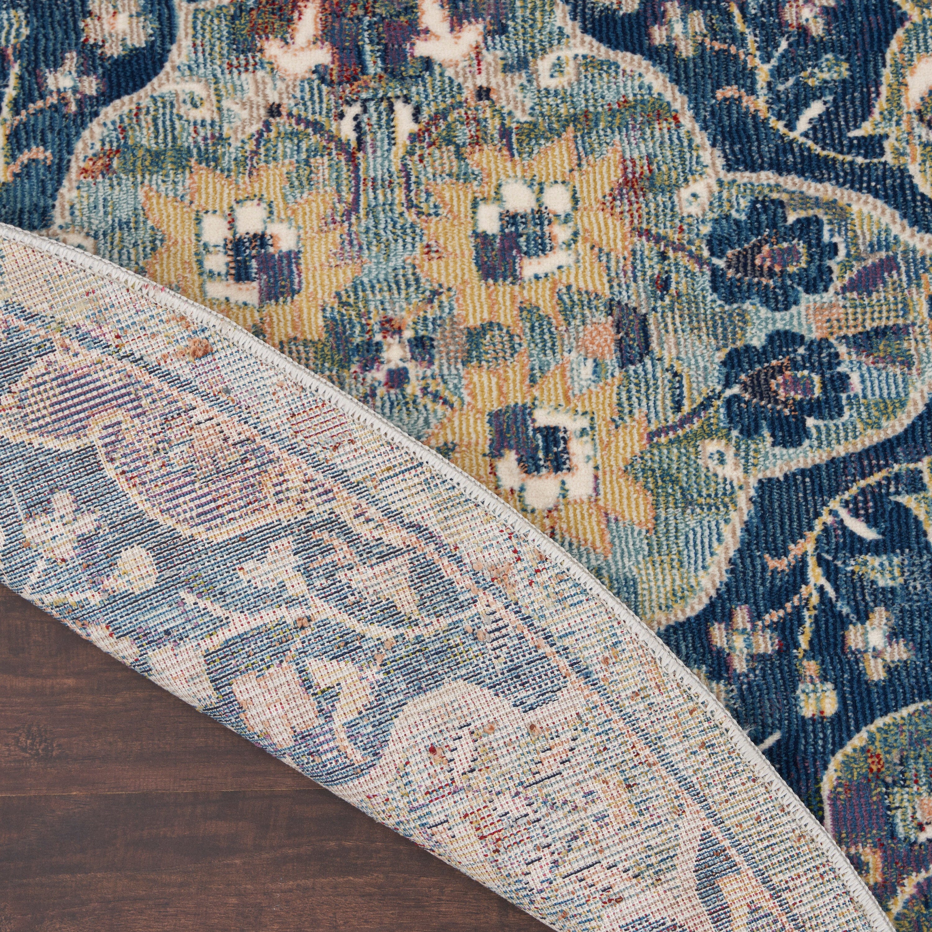 Nourison Ankara Global 4' x Round Navy Multicolor Bohemian Indoor Rug Rug Nourison