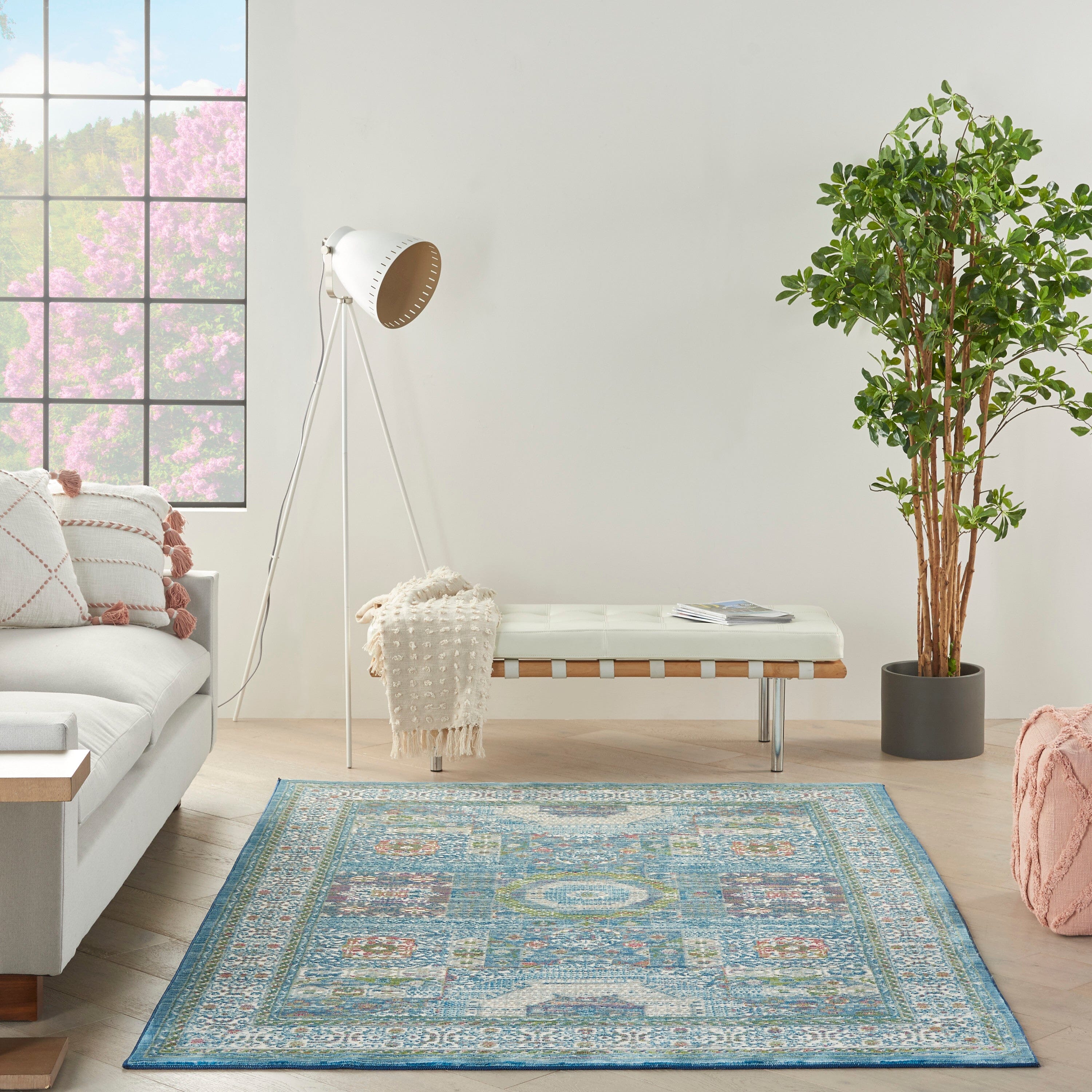 Nourison Ankara Global 5'3" x 7'6" Ivory Light Blue Bohemian Indoor Rug Rug Nourison