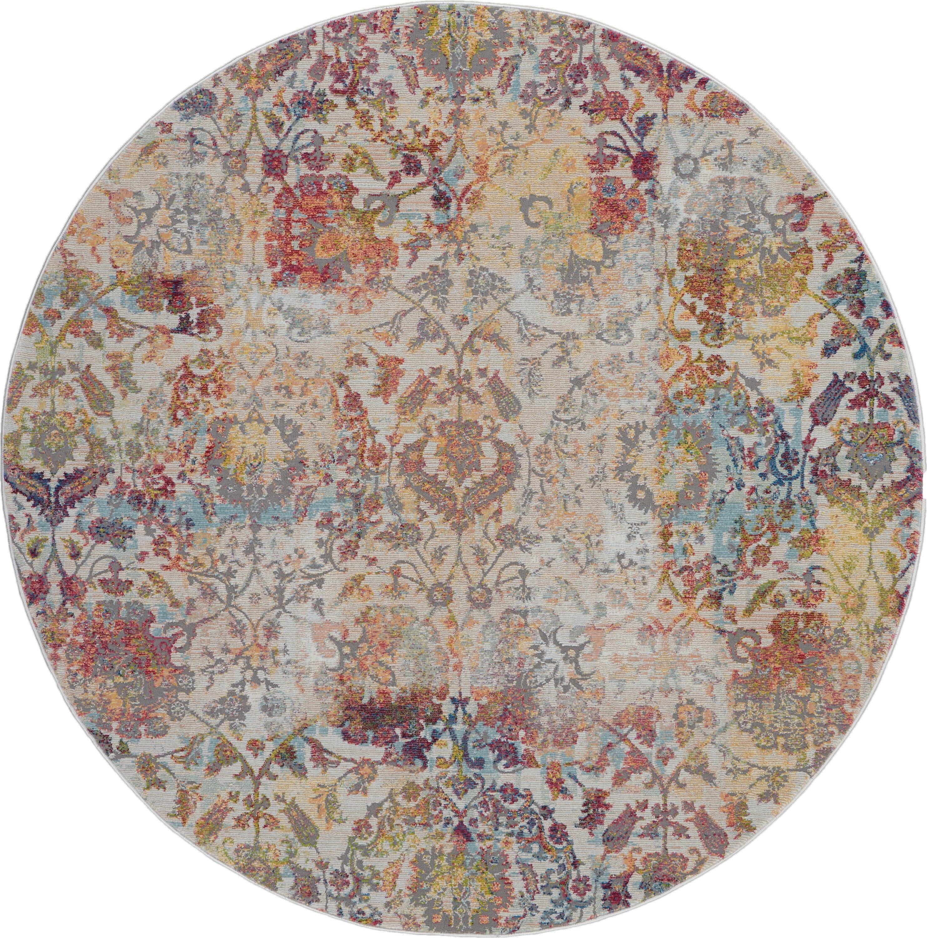 Nourison Ankara Global 6' x Round Ivory/Orange Vintage Indoor Rug Rug Nourison