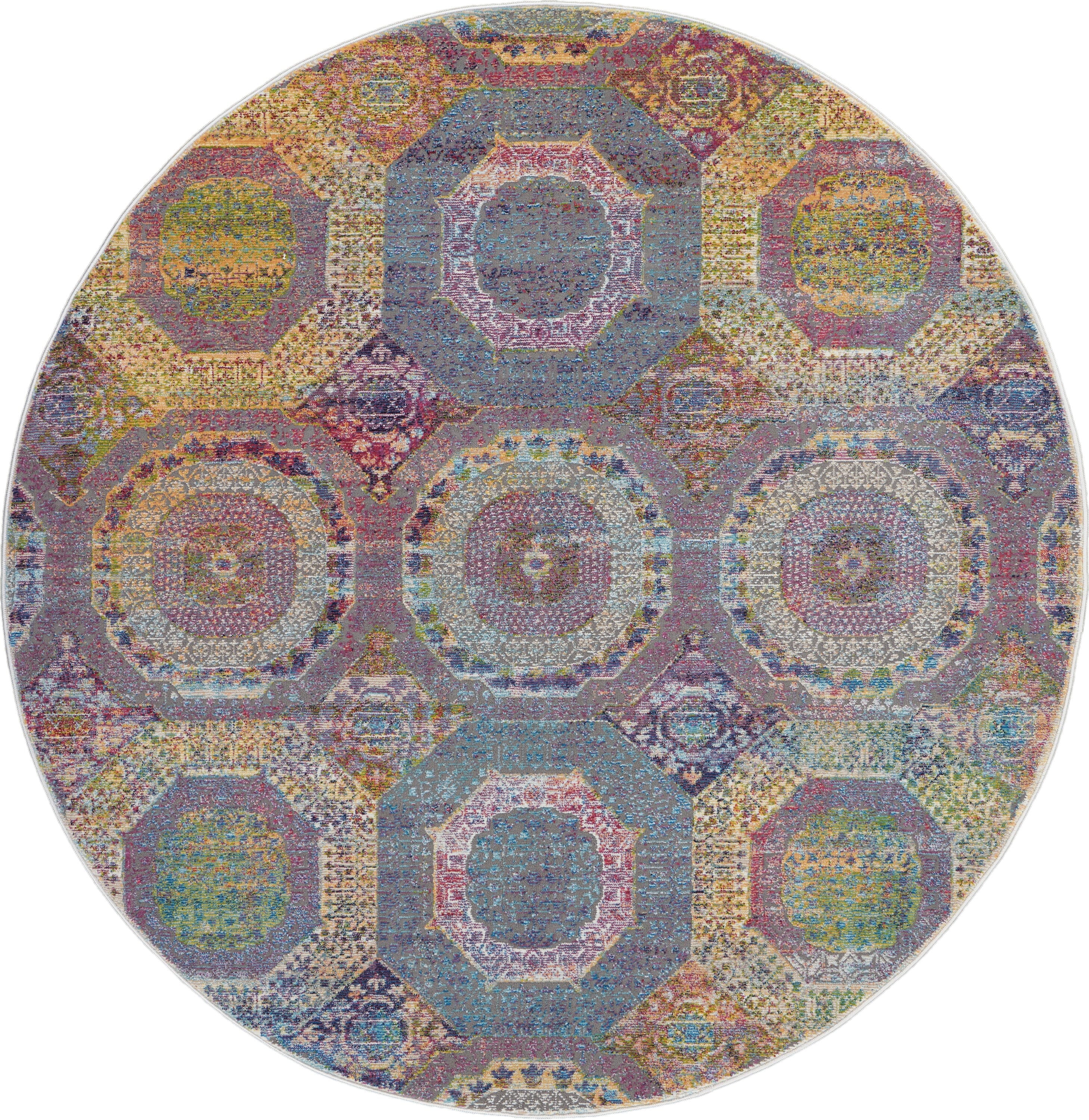 Nourison Ankara Global 6' x Round Multicolor Bohemian Indoor Rug Rug Nourison