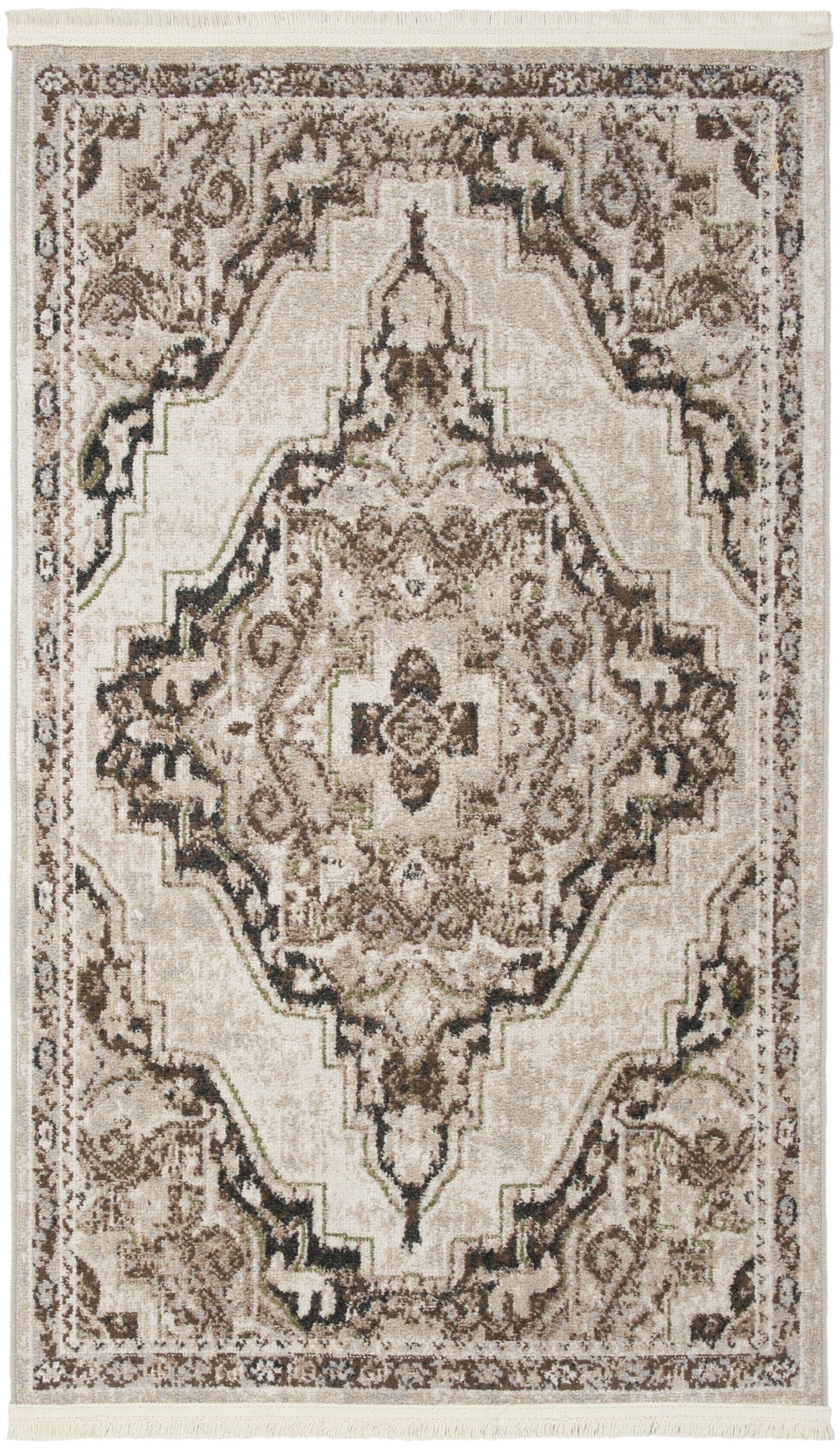 Nourison Carina 2'2" x 3'9" Mocha Silver Farmhouse Indoor Rug Rug Nourison