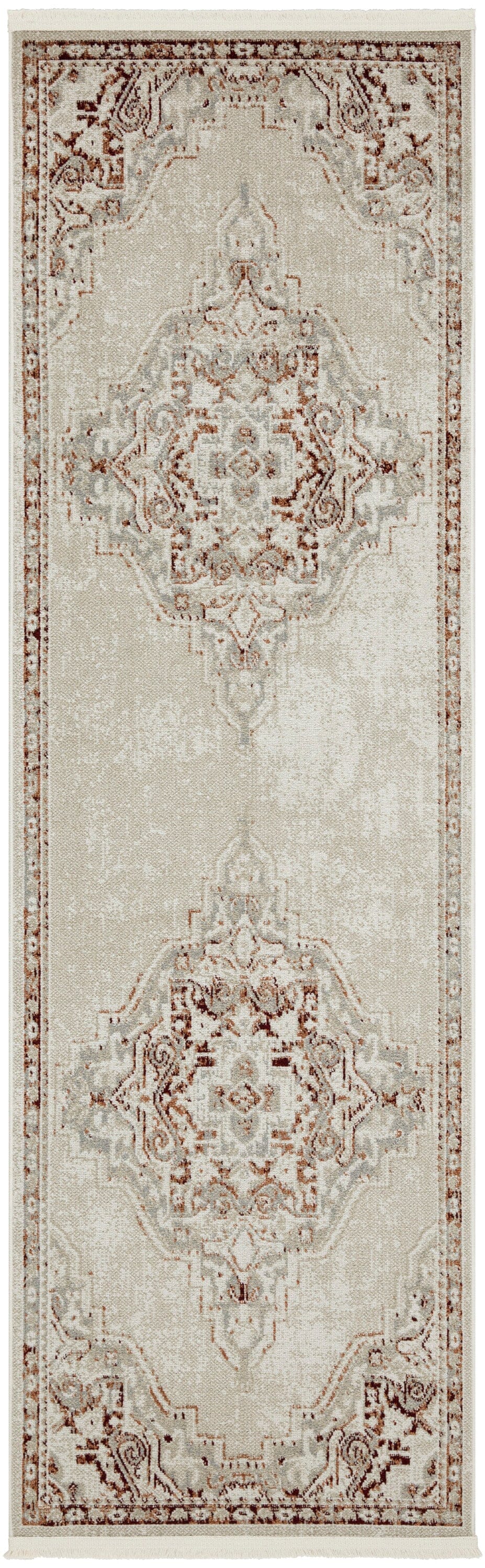 Nourison Carina 2'2" x 7'6" Mocha Silver Farmhouse Indoor Rug Rug Nourison