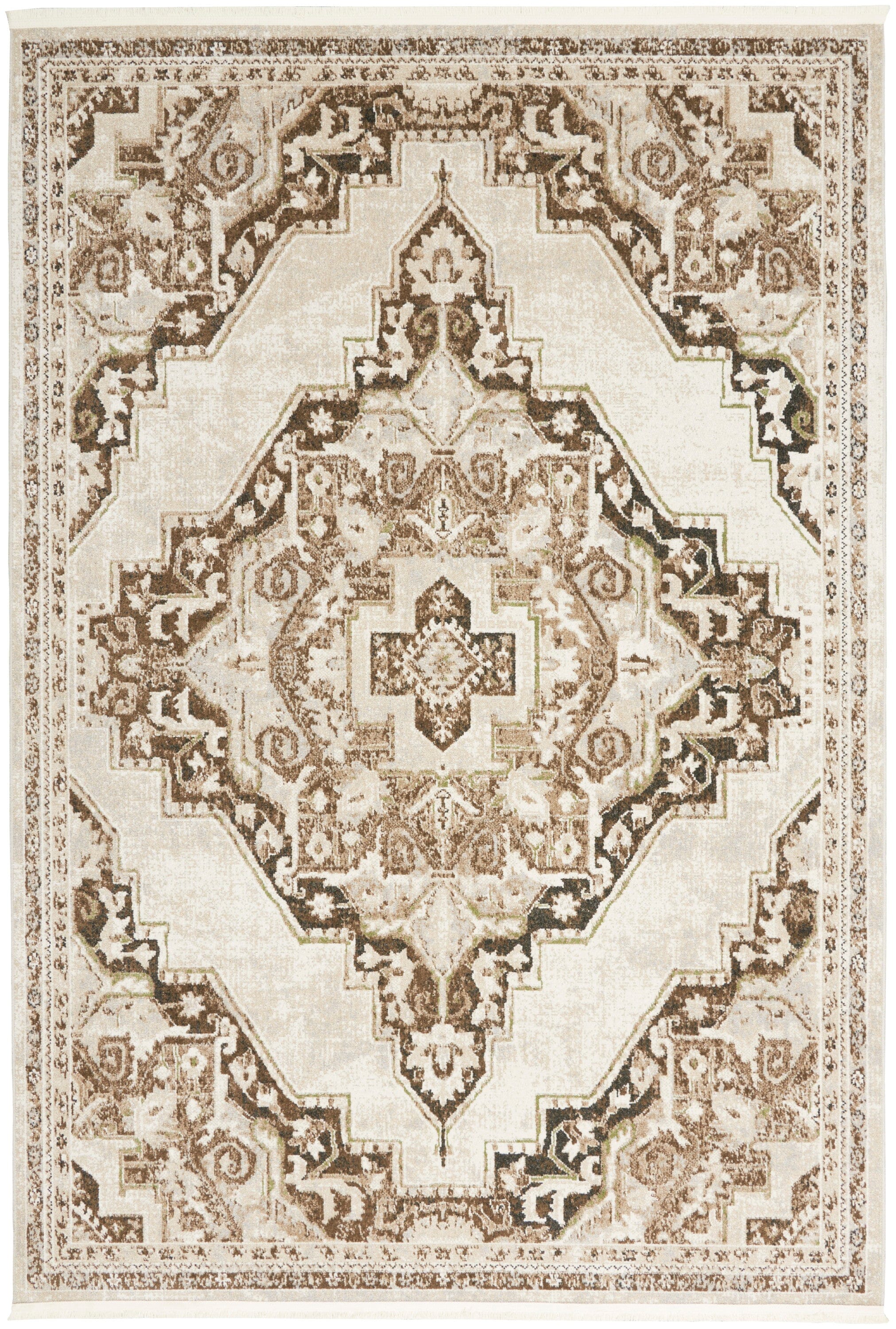 Nourison Carina 4' x 6' Mocha Silver Farmhouse Indoor Rug Rug Nourison