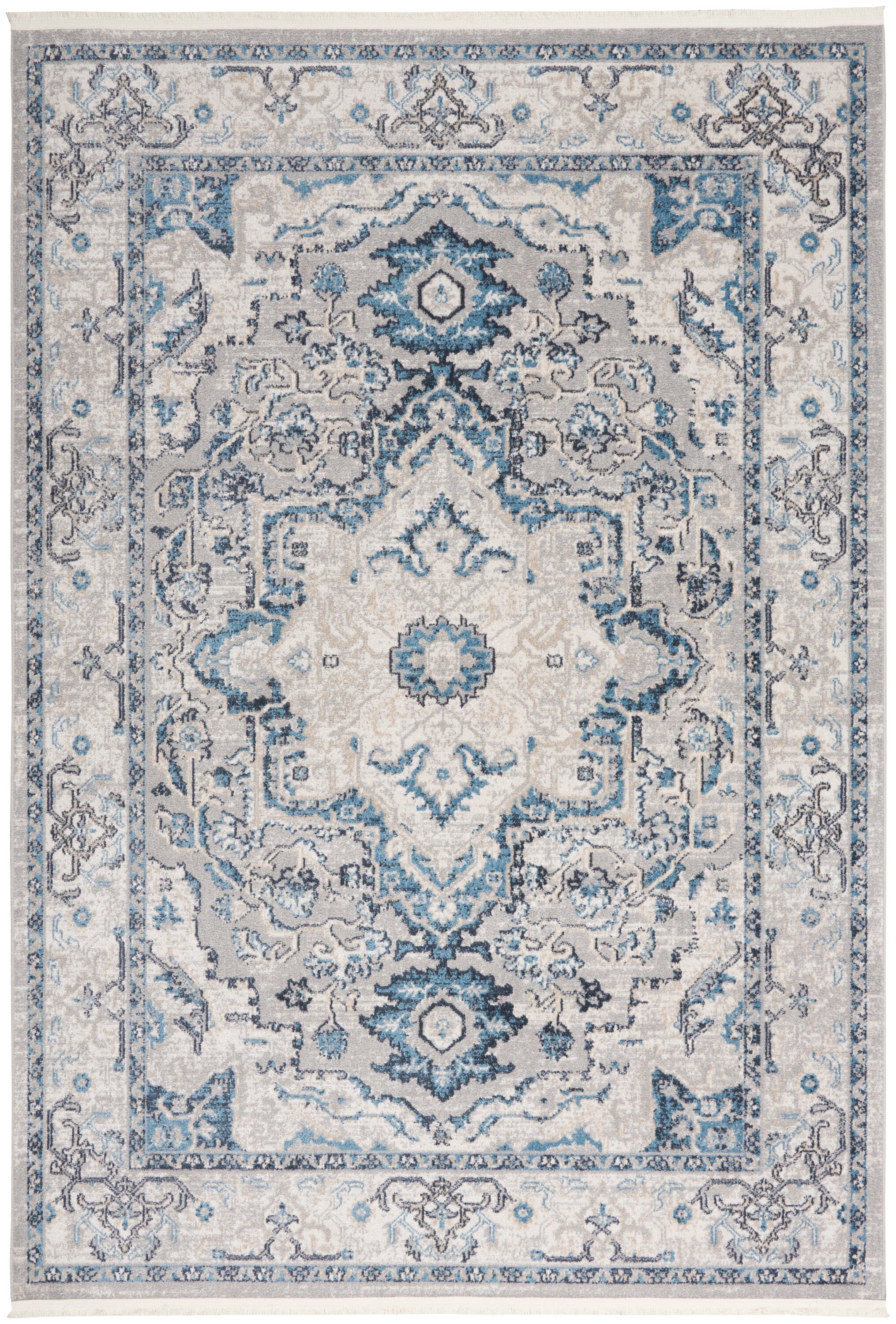 Nourison Carina 5'3" x 7'3" Grey/Blue Farmhouse Indoor Rug Rug Nourison