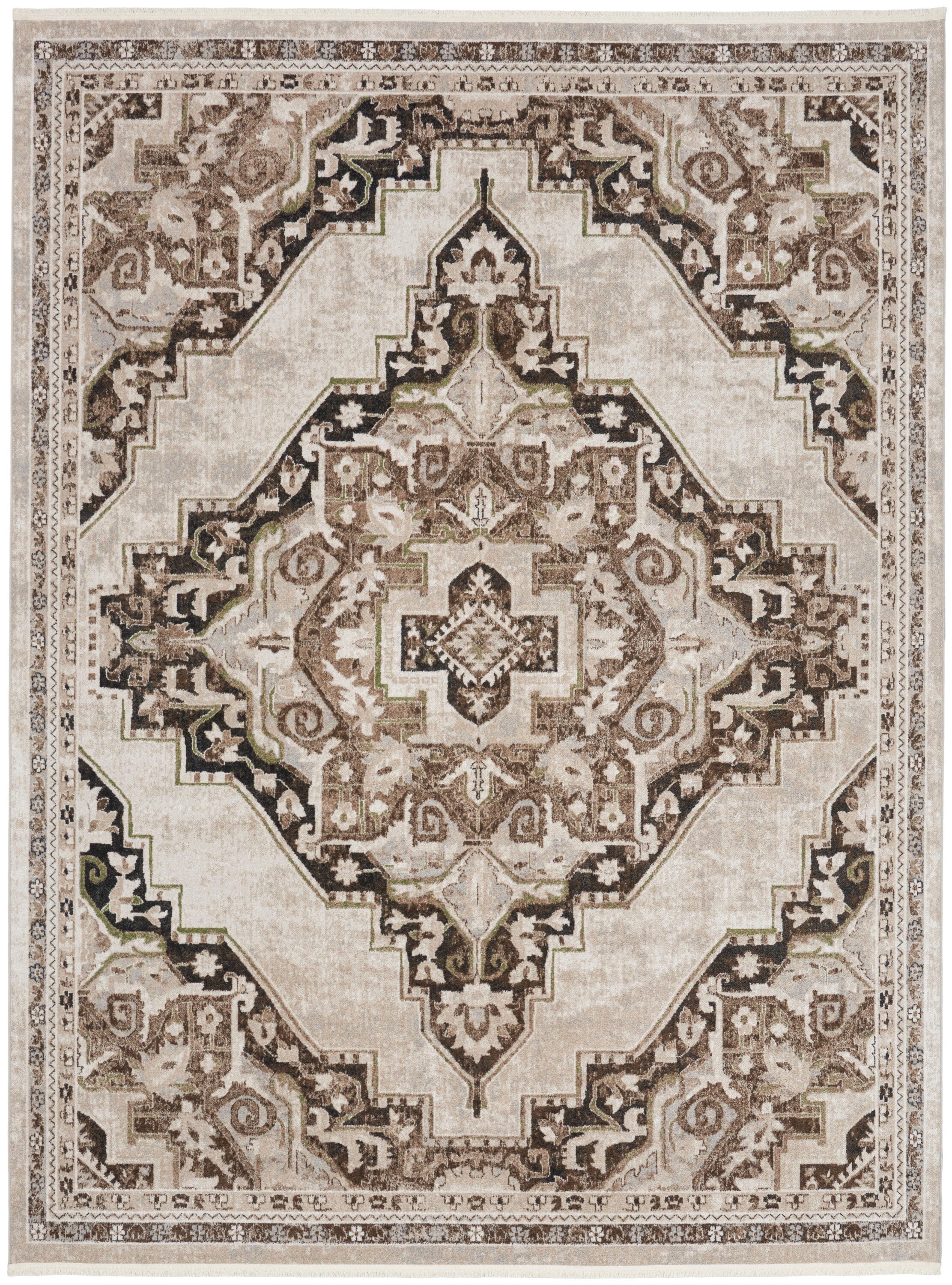 Nourison Carina 7'10" x 9'10" Mocha Silver Farmhouse Indoor Rug Rug Nourison