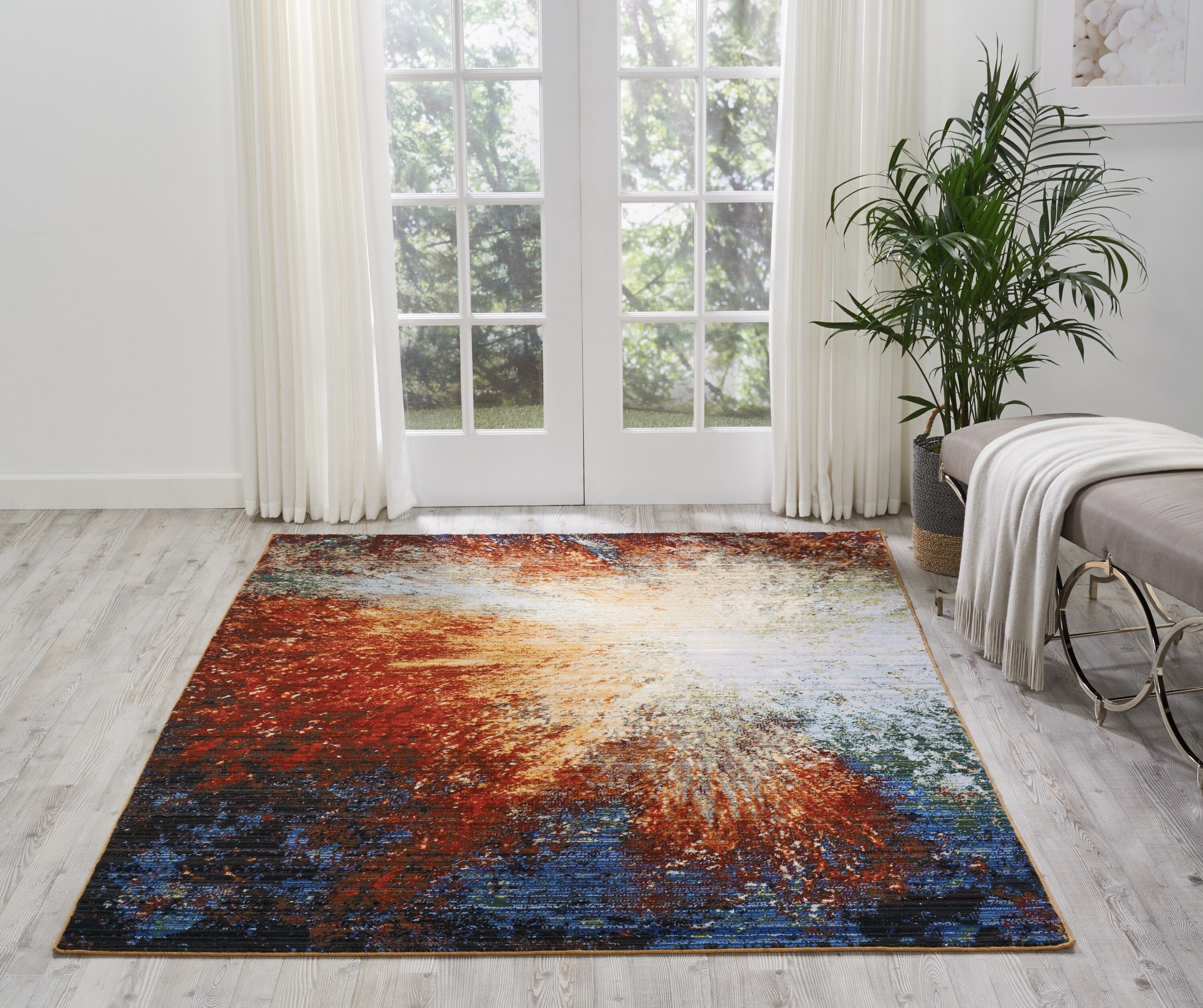 Nourison Chroma 5'6" x 8' Red Flare Modern Indoor Rug Rug Nourison