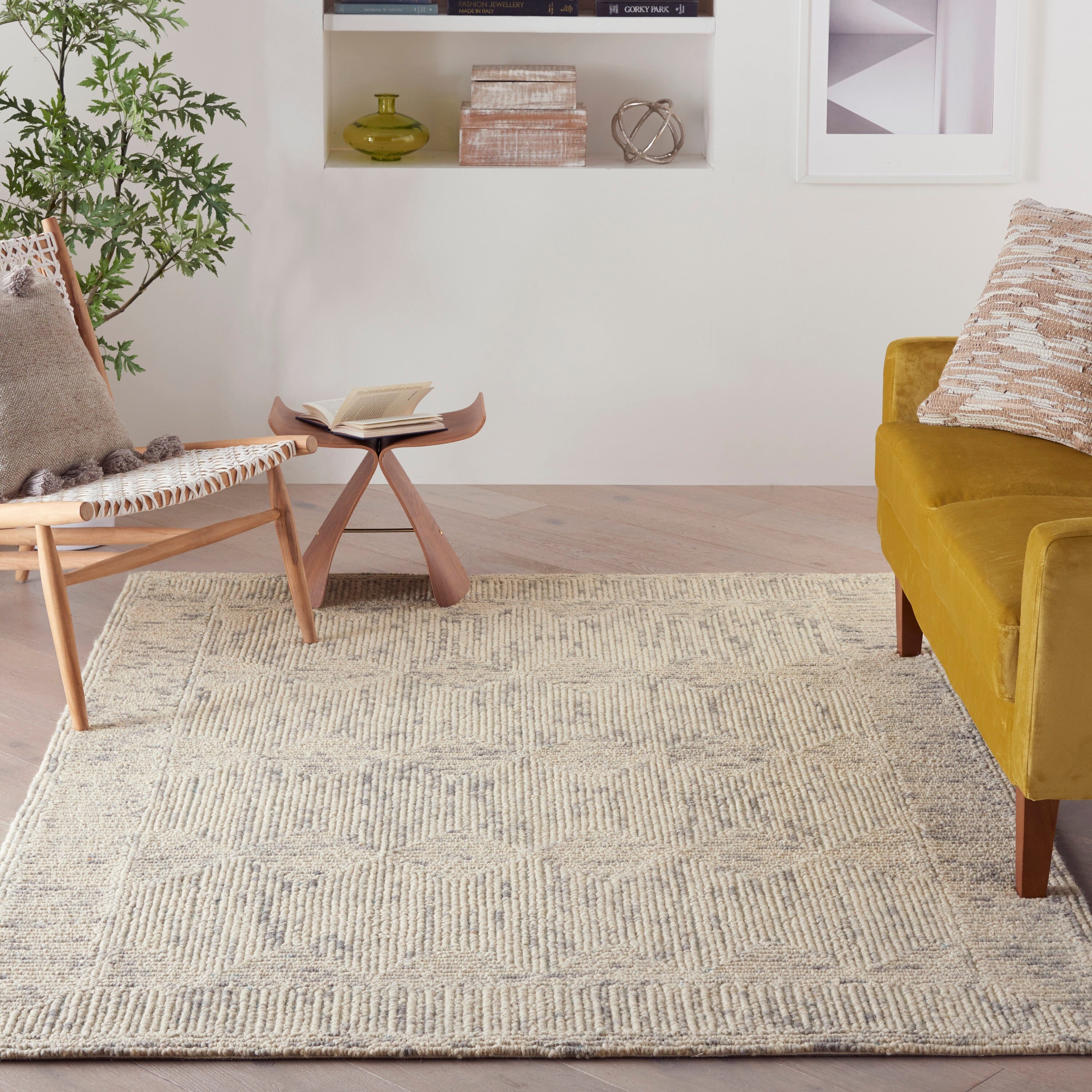 Nourison Colorado 3'9" x 5'9" Ivory/Grey/Teal Modern Indoor Rug Rug Nourison