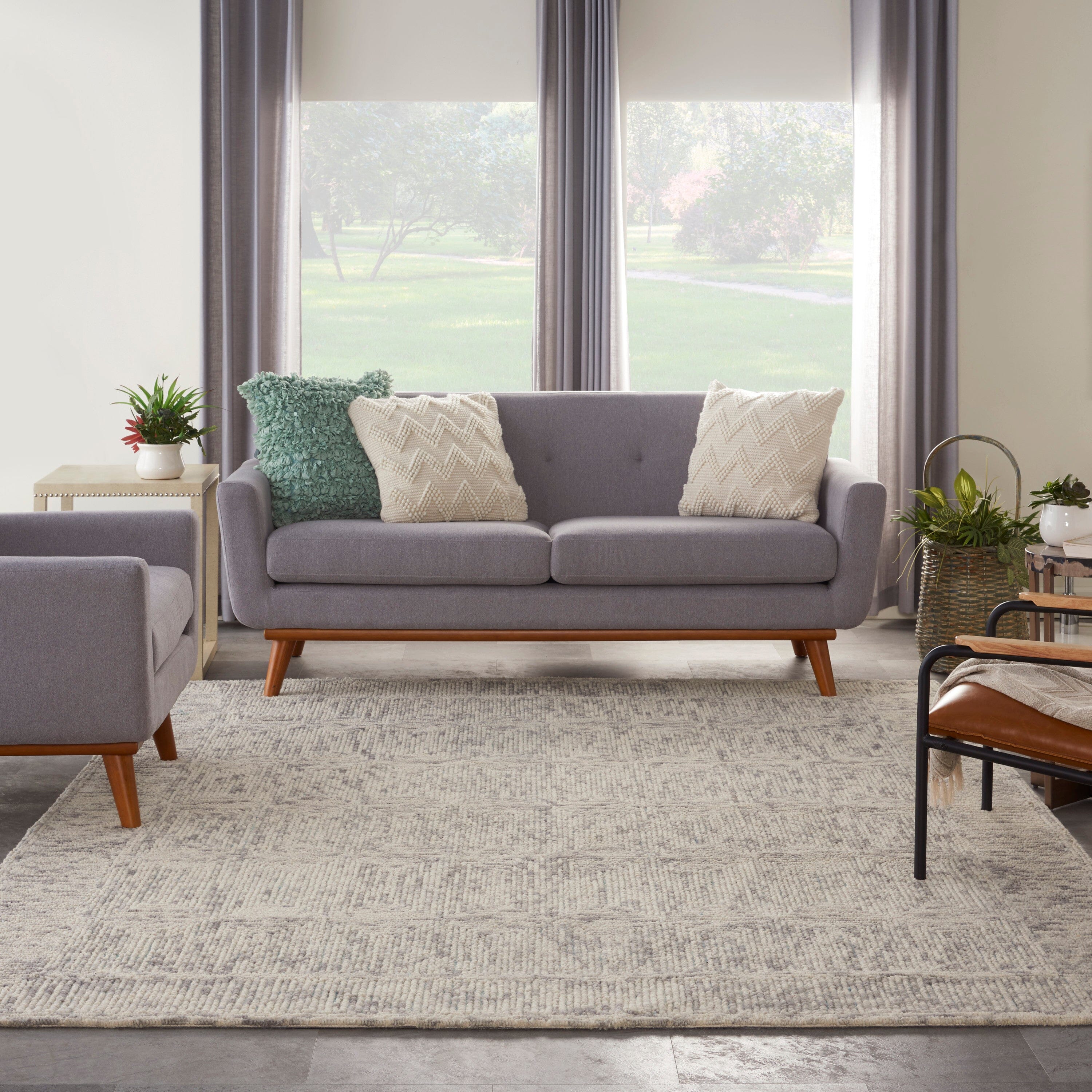 Nourison Colorado 8'3" x 11'6" Ivory/Grey/Teal Modern Indoor Rug Rug Nourison
