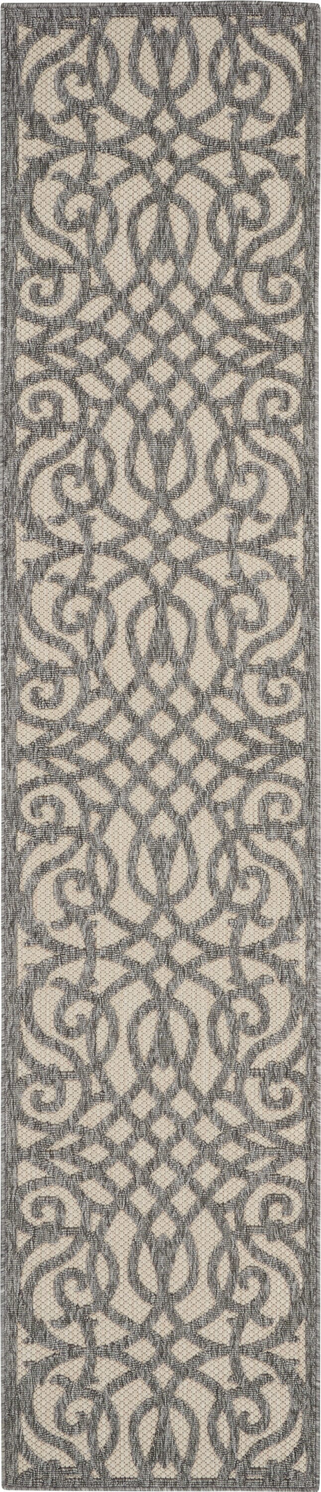 Nourison Cozumel 2'2" x 10' Cream Grey Farmhouse Indoor/Outdoor Rug Rug Nourison