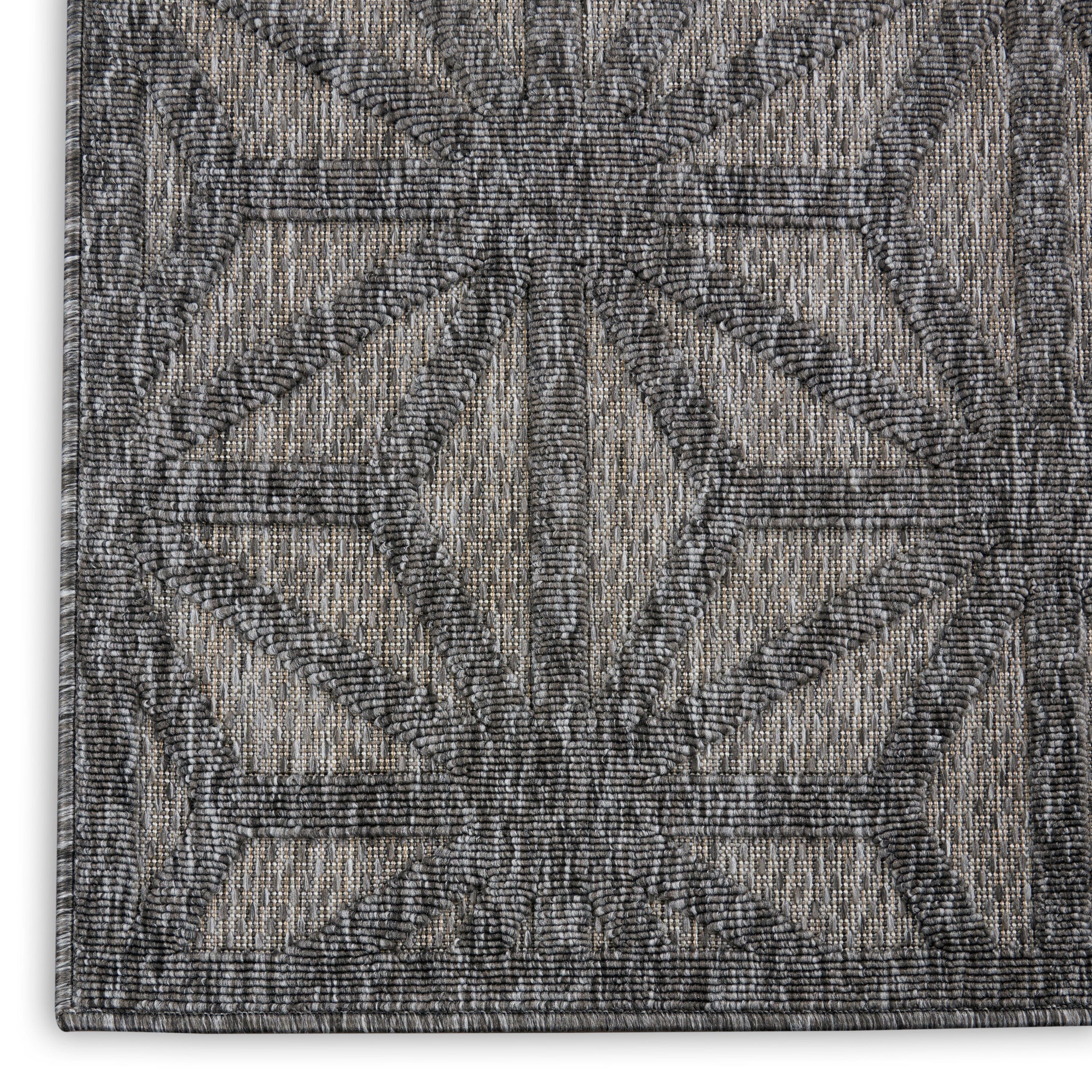 Nourison Cozumel 2'2" x 10' Dark Grey Modern Indoor/Outdoor Rug Rug Nourison