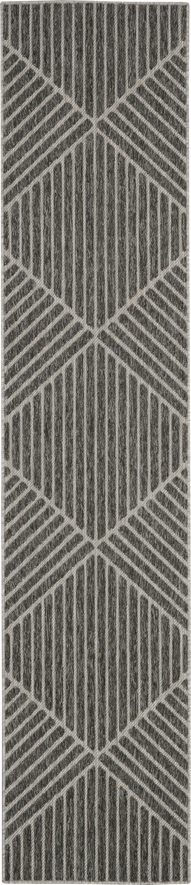 Nourison Cozumel 2'2" x 10' Dark Grey Modern Indoor/Outdoor Rug Rug Nourison