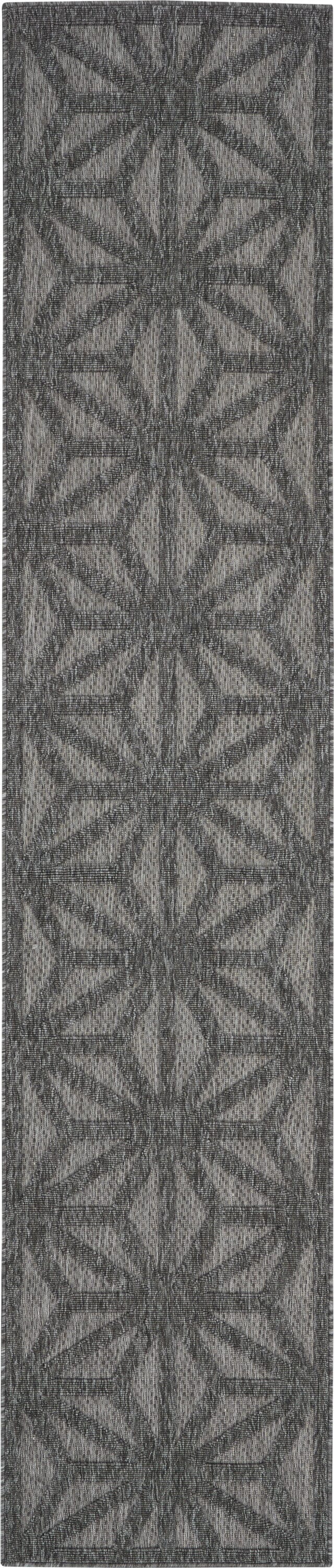 Nourison Cozumel 2'2" x 10' Dark Grey Modern Indoor/Outdoor Rug Rug Nourison