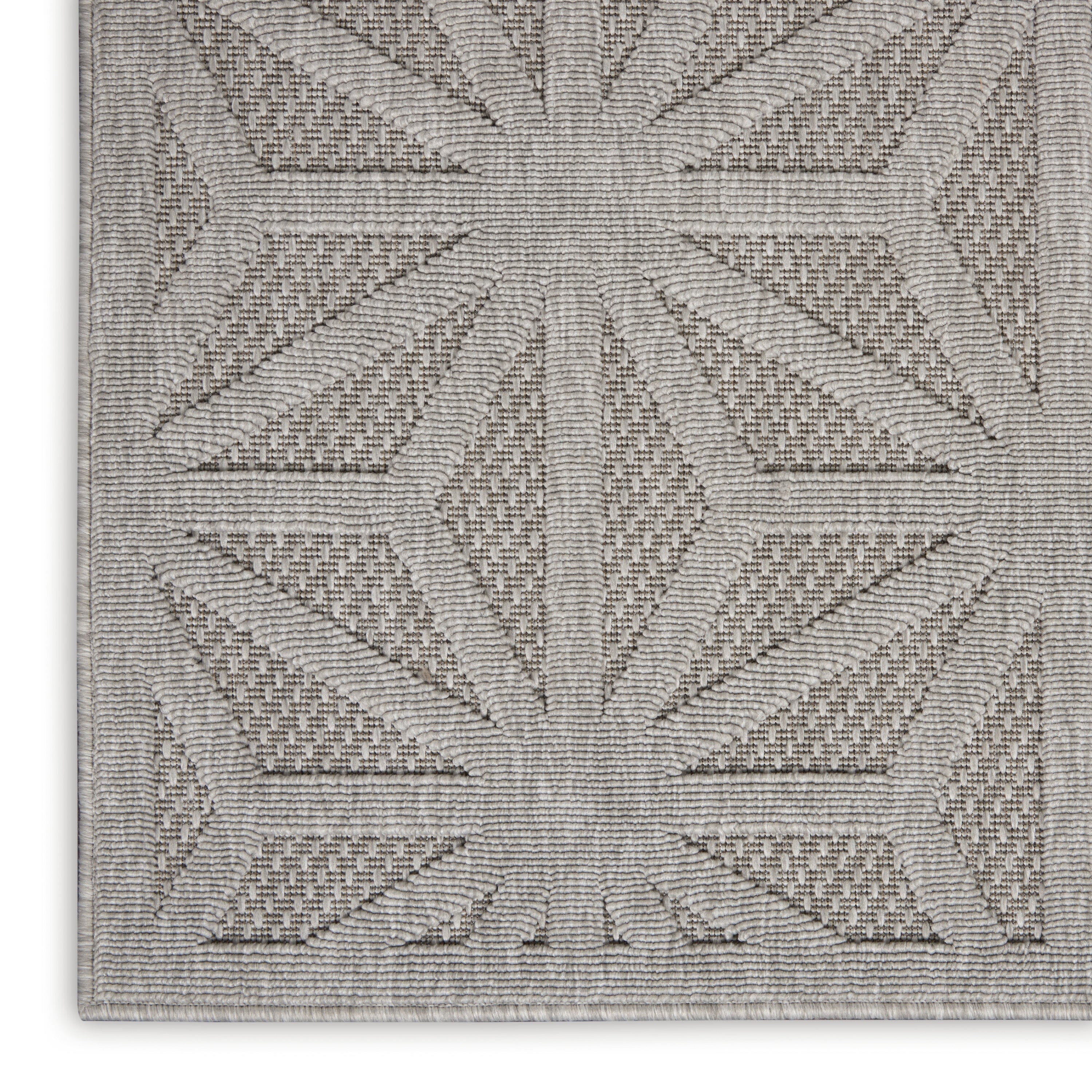 Nourison Cozumel 2'2" x 10' Light Grey Modern Indoor/Outdoor Rug Rug Nourison