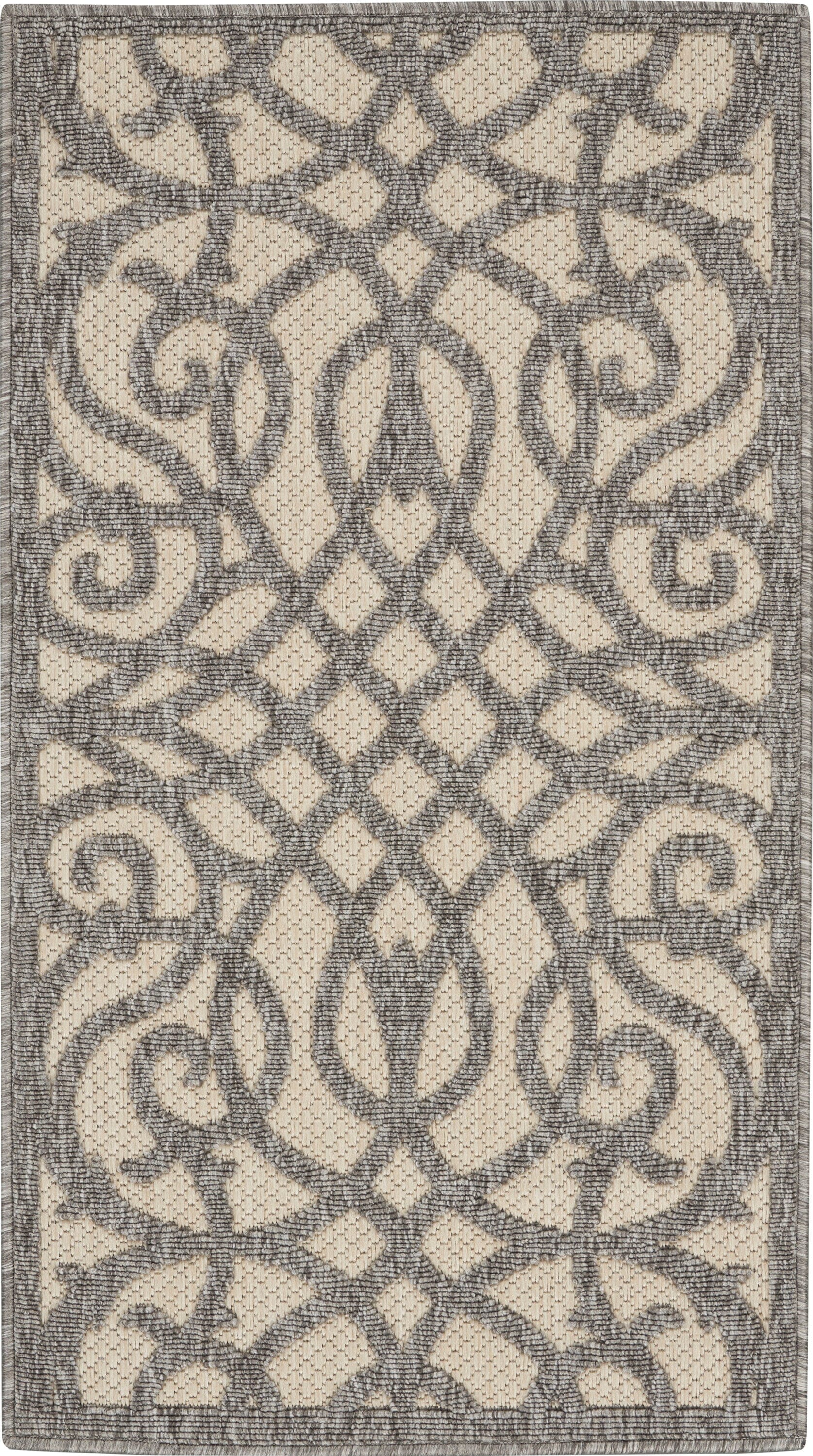 Nourison Cozumel 2'2" x 3'9" Cream Grey Farmhouse Indoor/Outdoor Rug Rug Nourison