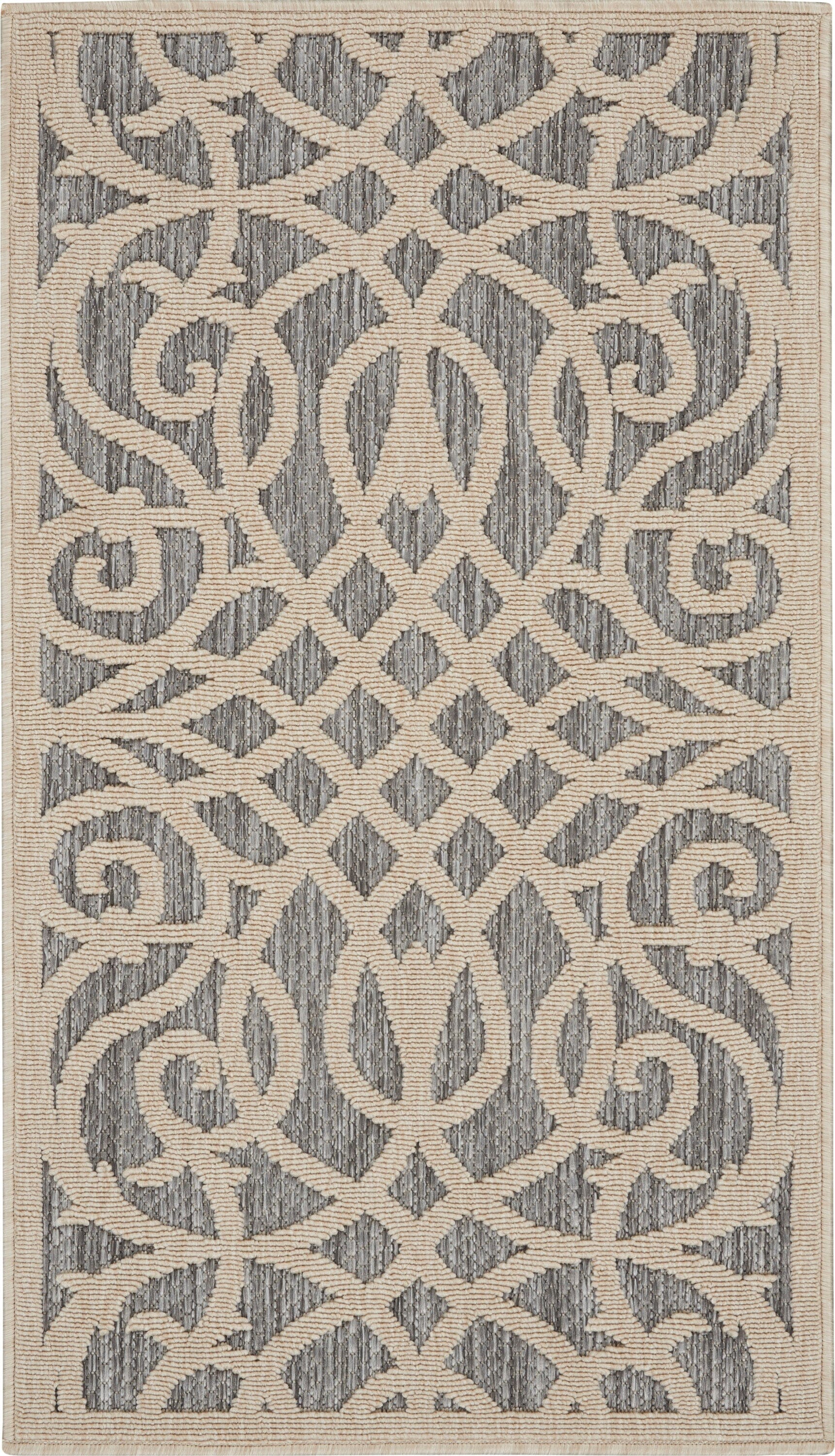 Nourison Cozumel 2'2" x 3'9" Grey Farmhouse Indoor/Outdoor Rug Rug Nourison